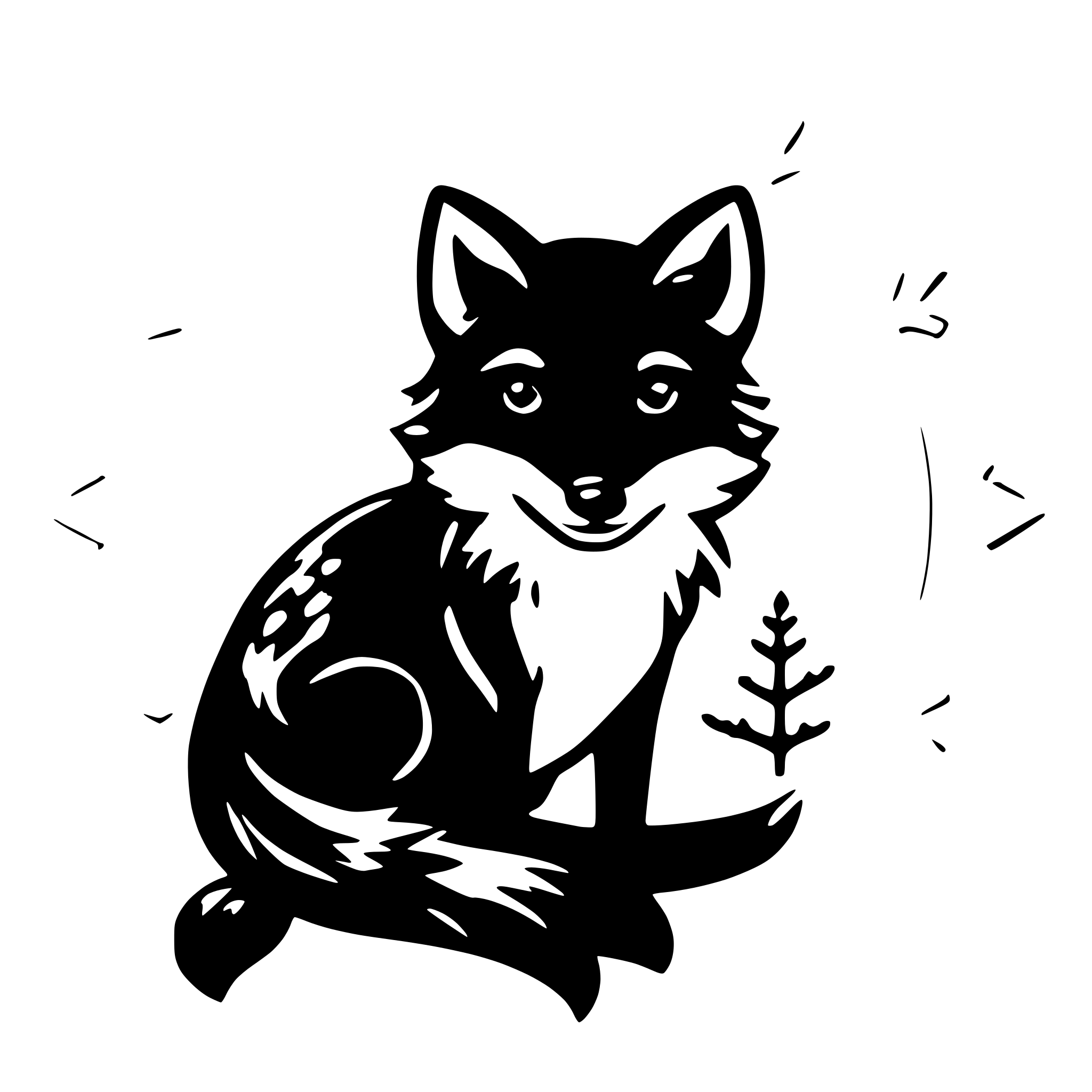 AI-generated SVG of a blue fox in a snowflake