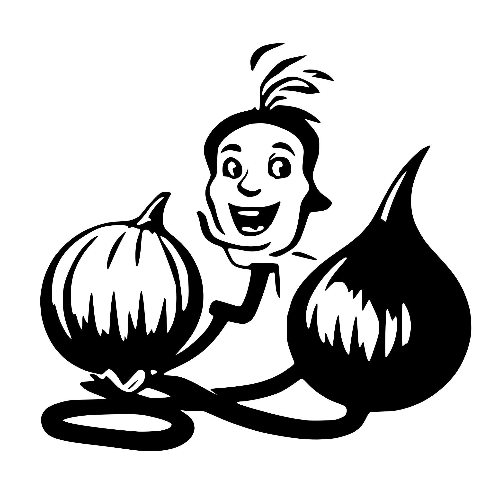 AI-generated SVG of a onion talking on the phone
