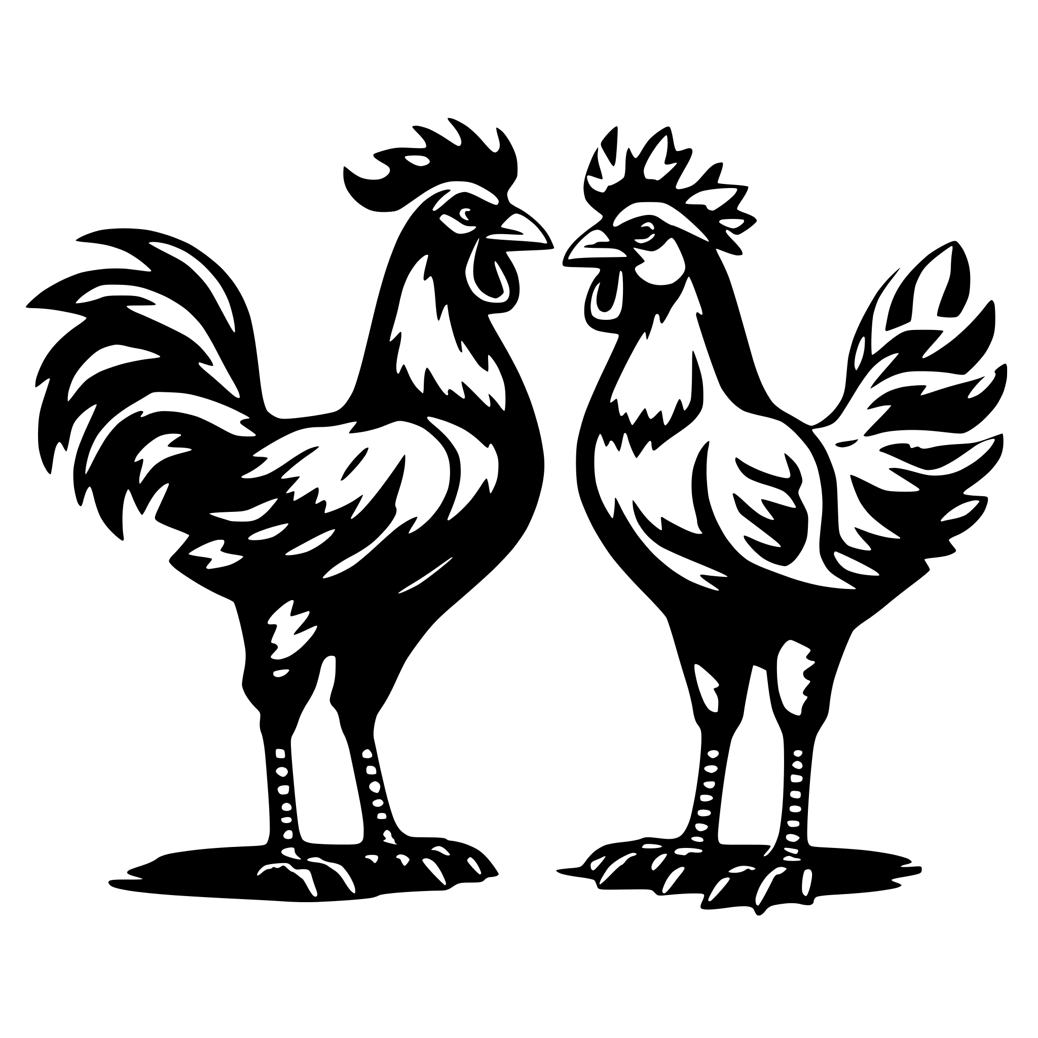 AI-generated SVG of 'rooster and her arguing bawk'
