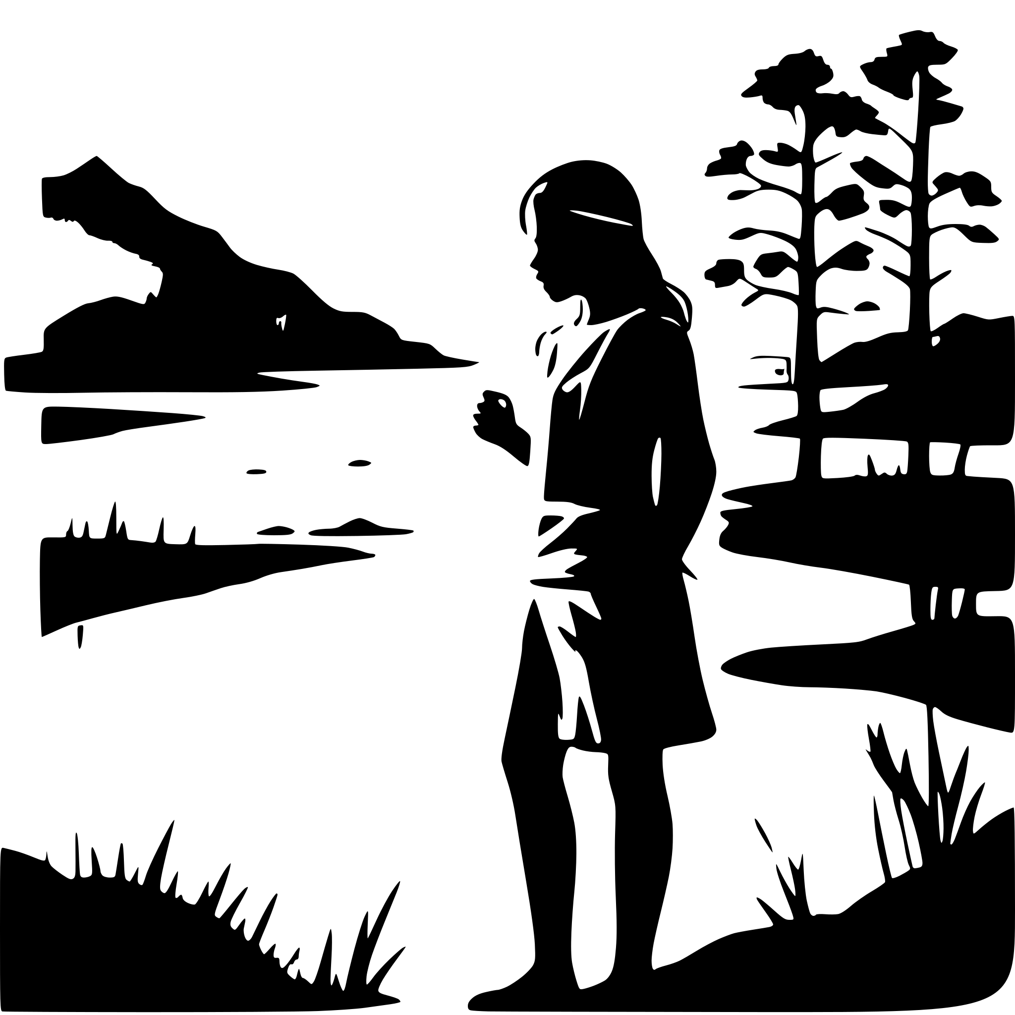 AI-generated SVG of a river and mountains