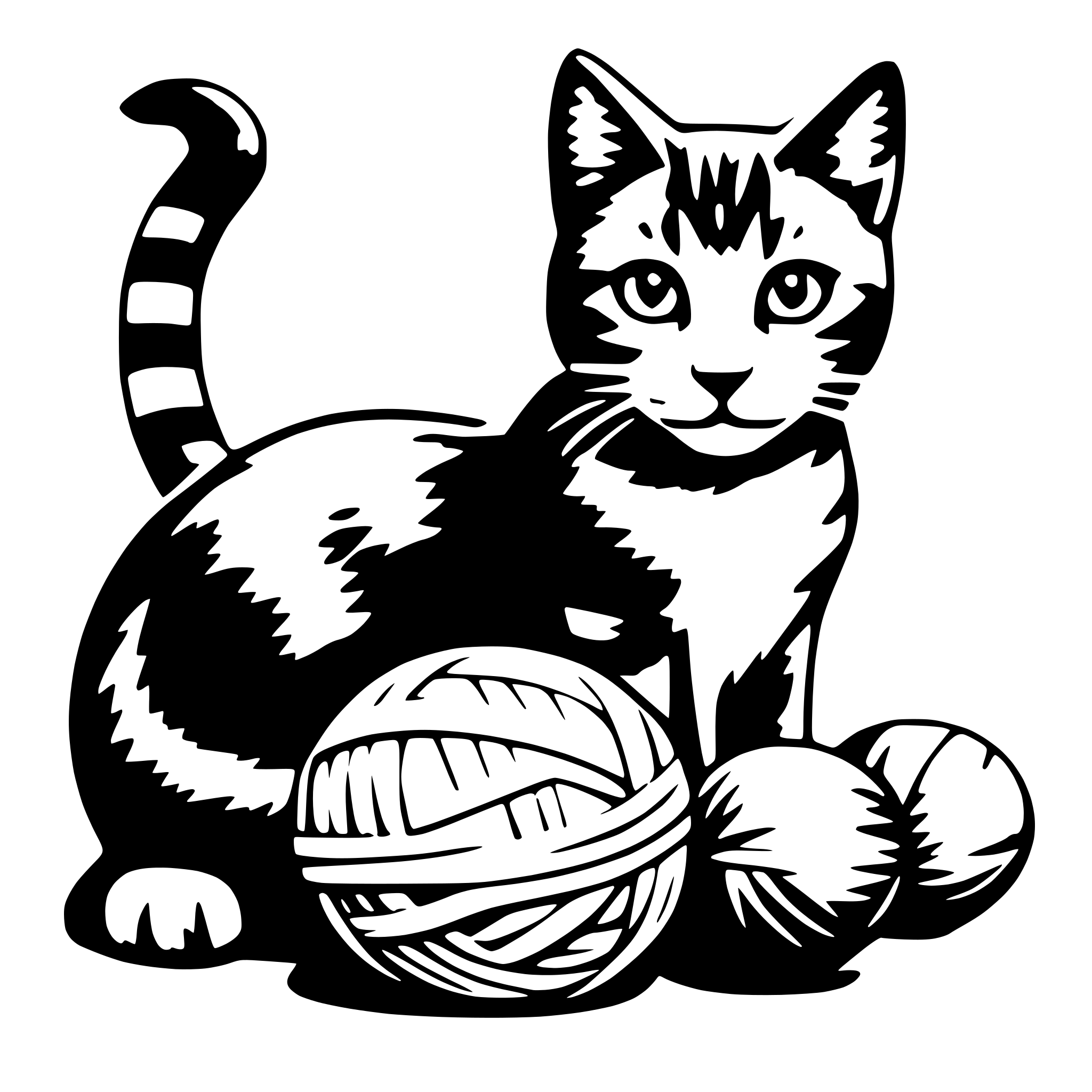 AI-generated SVG of a cat and yarn ball