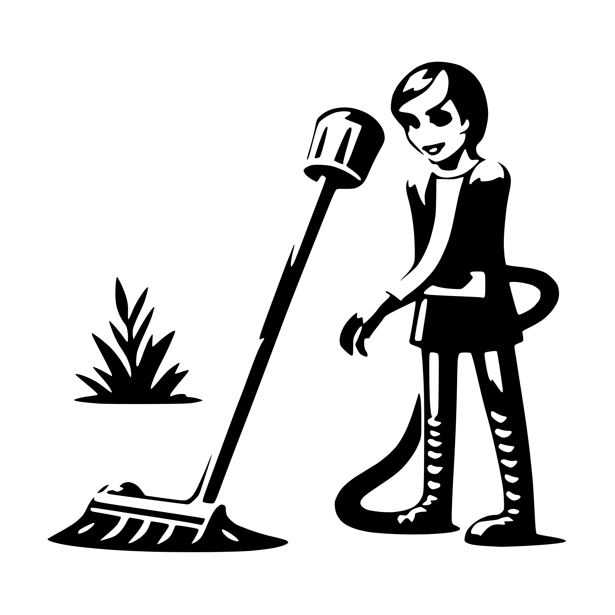 AI-generated SVG of 'snake cleaning with a broom'