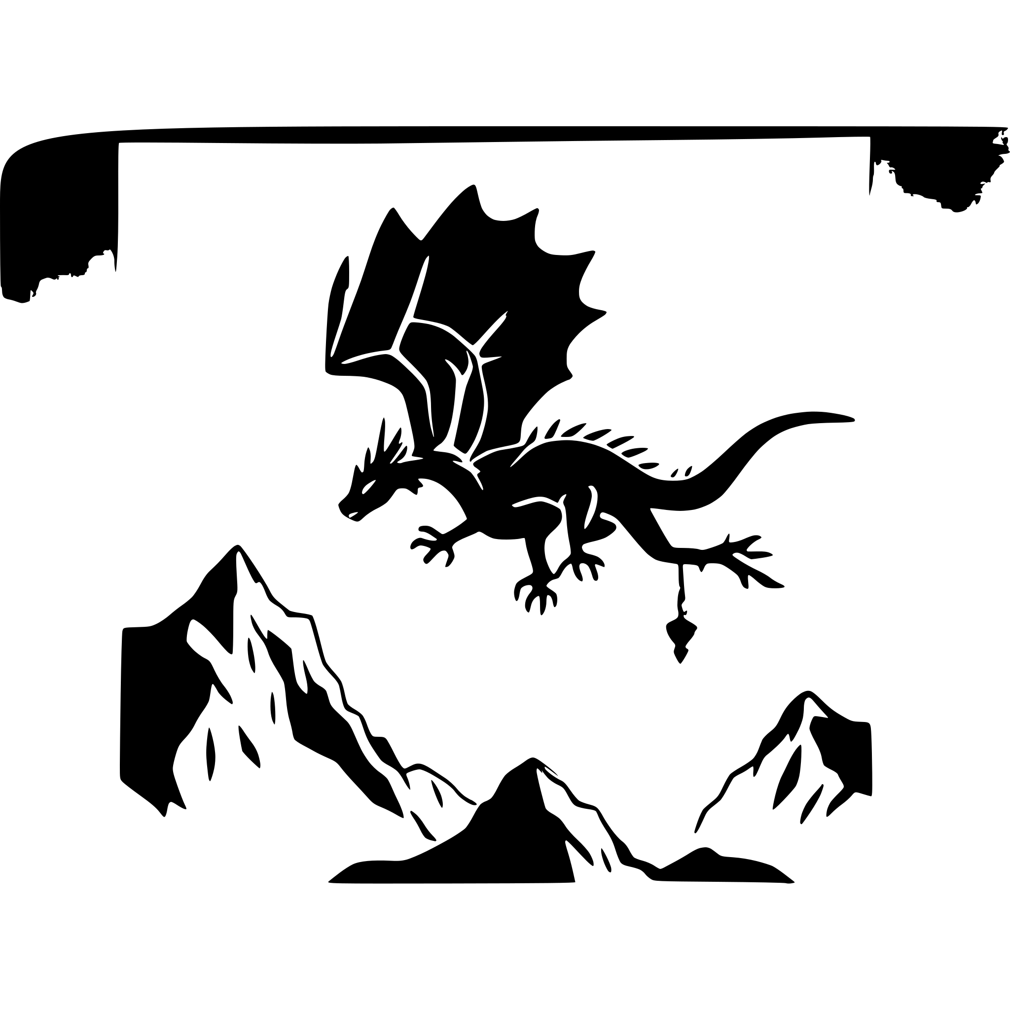 AI-generated SVG of a flying dragon above mountains