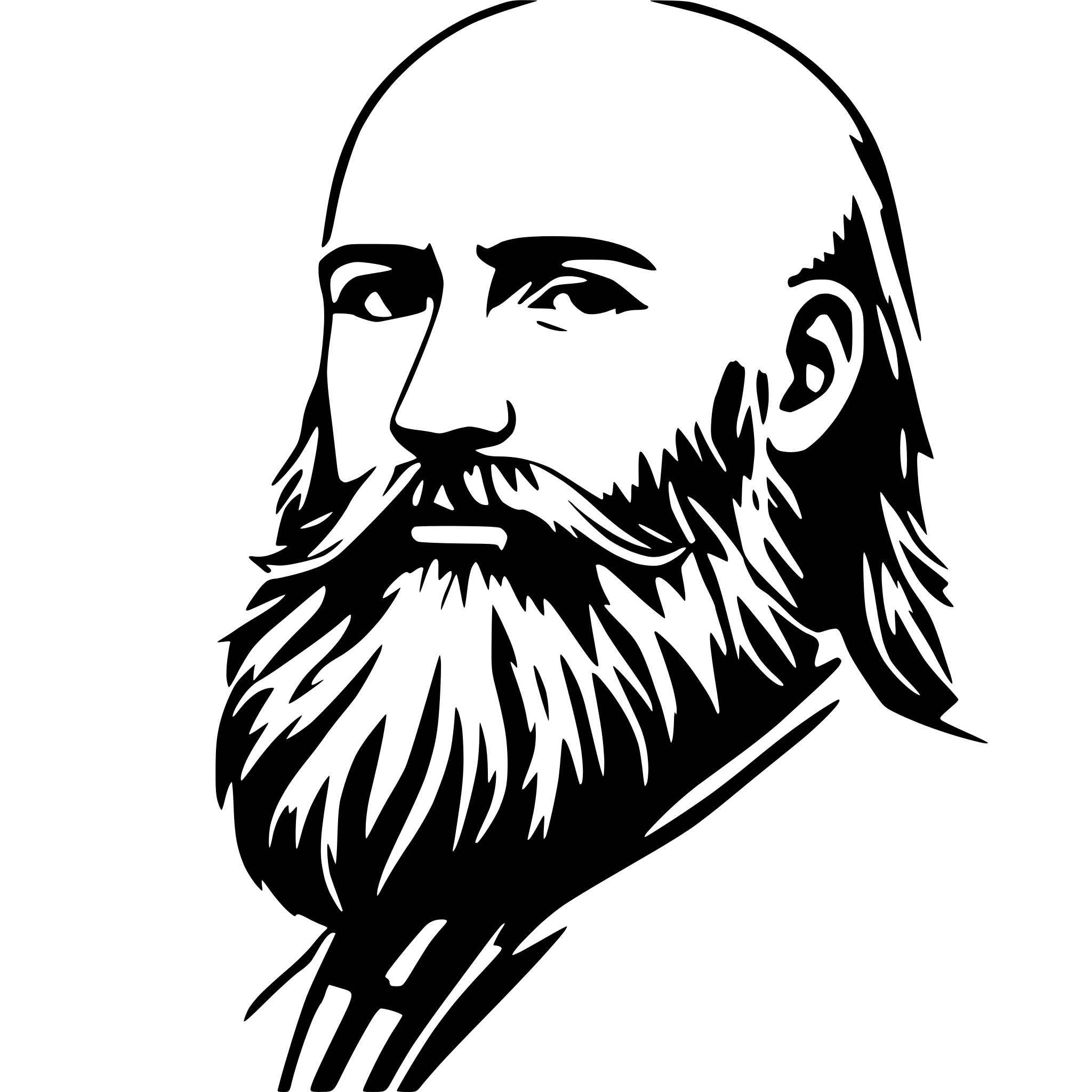 AI-generated SVG of a Bald, white man, long beard, face only