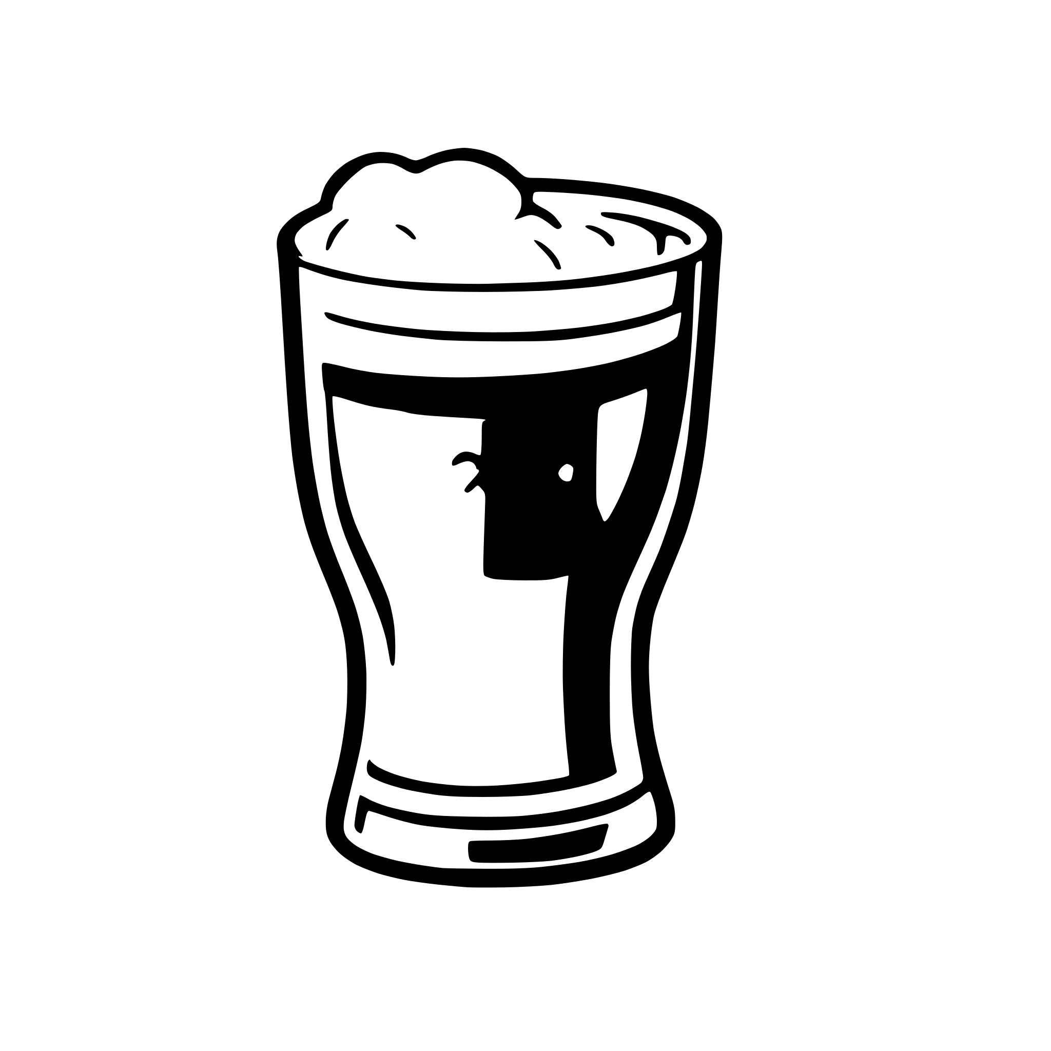 AI-generated SVG of a Beer glass without a handle, featuring a slightly indented midsection that gently curves outward towards the base. The glass is filled with beer and topped with a layer of foam
