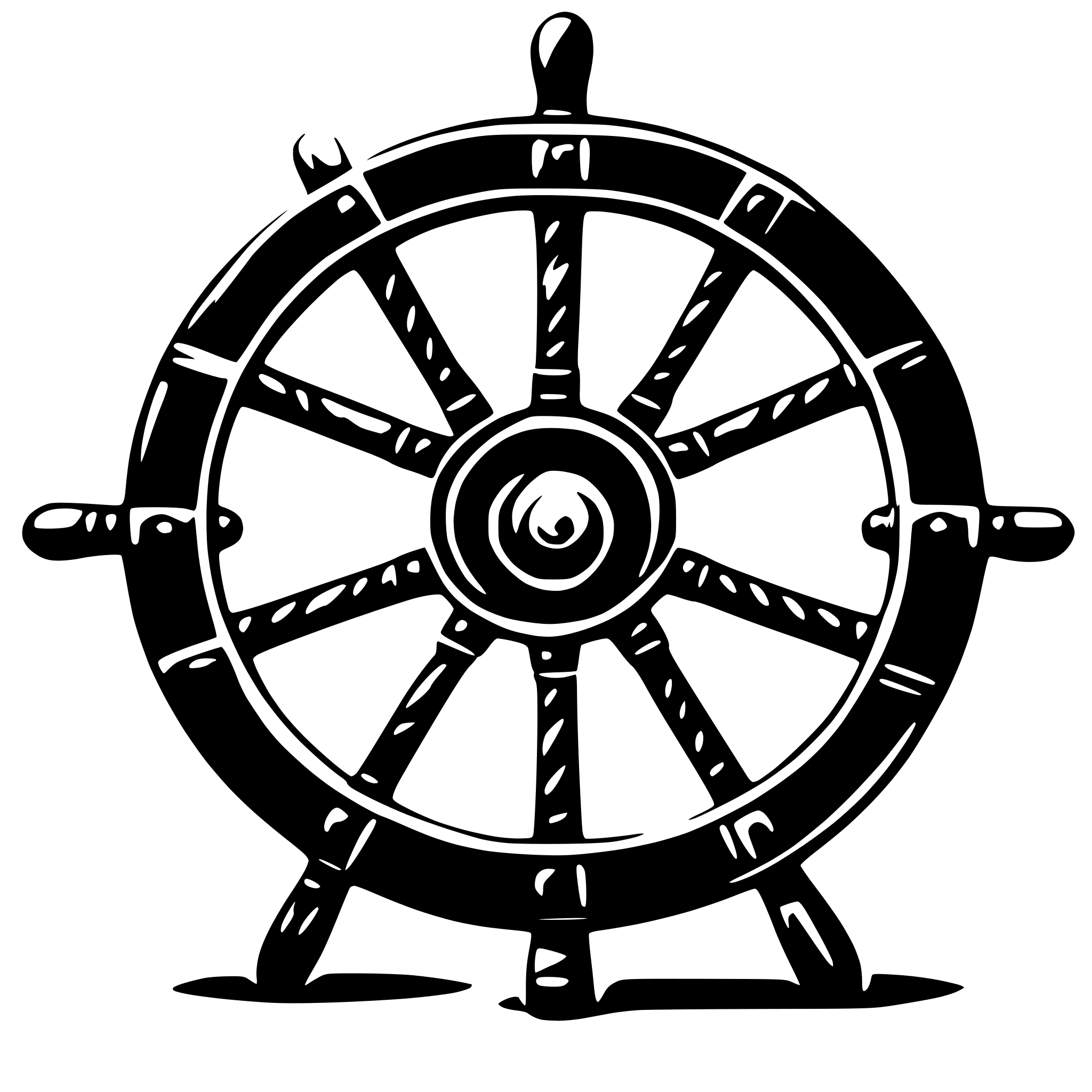 AI-generated SVG of 'ships wheel with a rope around the outside'