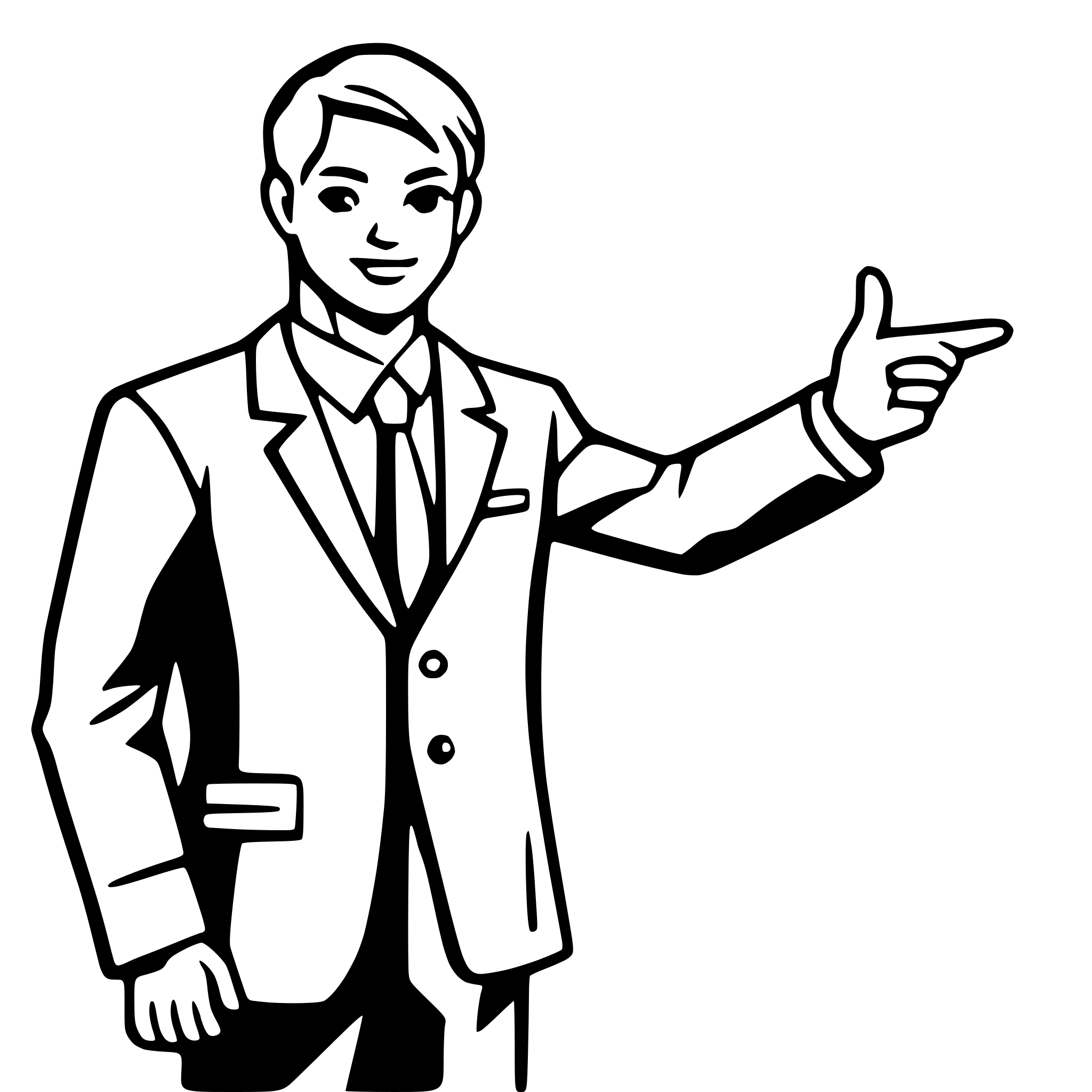 AI-generated SVG of a Outline of a man in a suite standing pointing to an imaginary white board. Just the outline. CAD person.