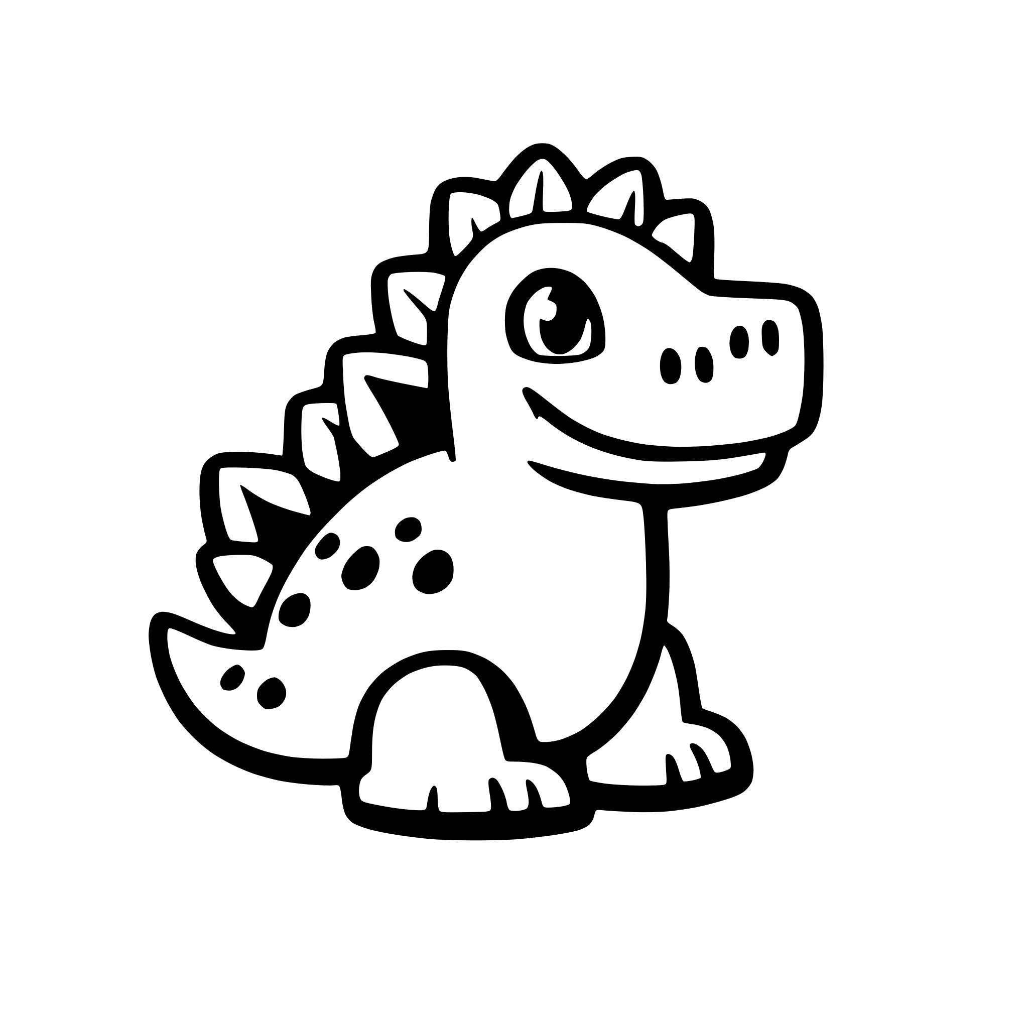 AI-generated SVG of 'cute colourful dinosaur'