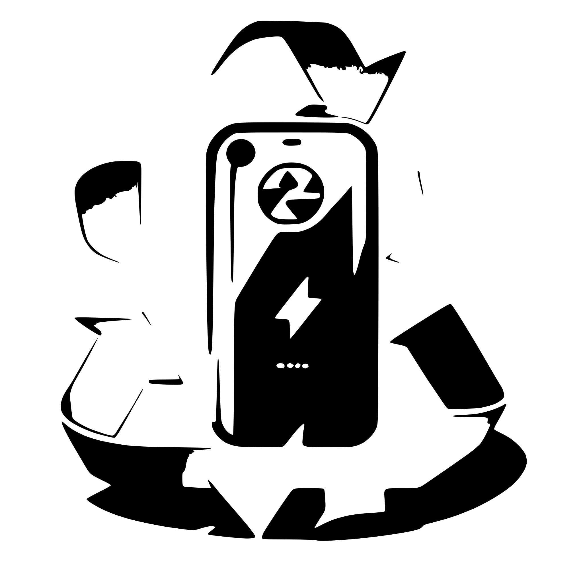 AI-generated SVG of a A iphone inside a green recycle sign