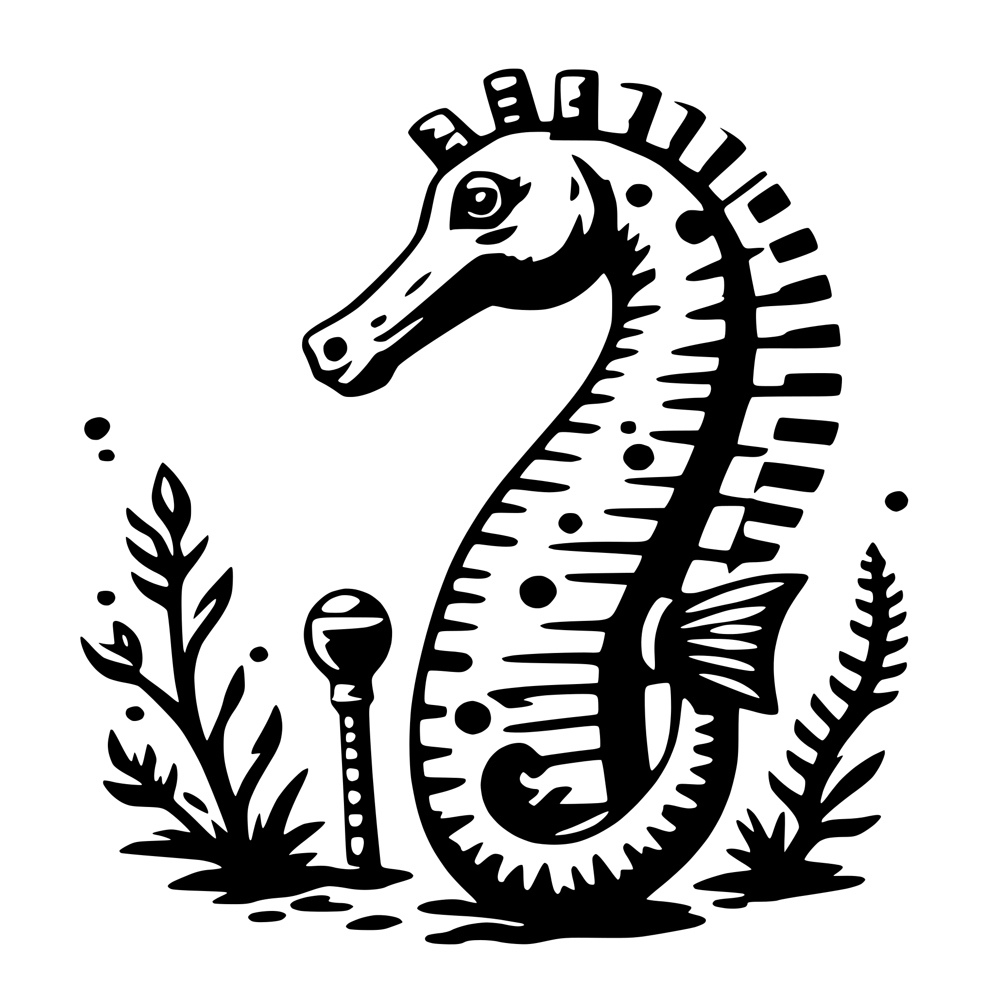 AI-generated SVG of a seahorse and bubbles