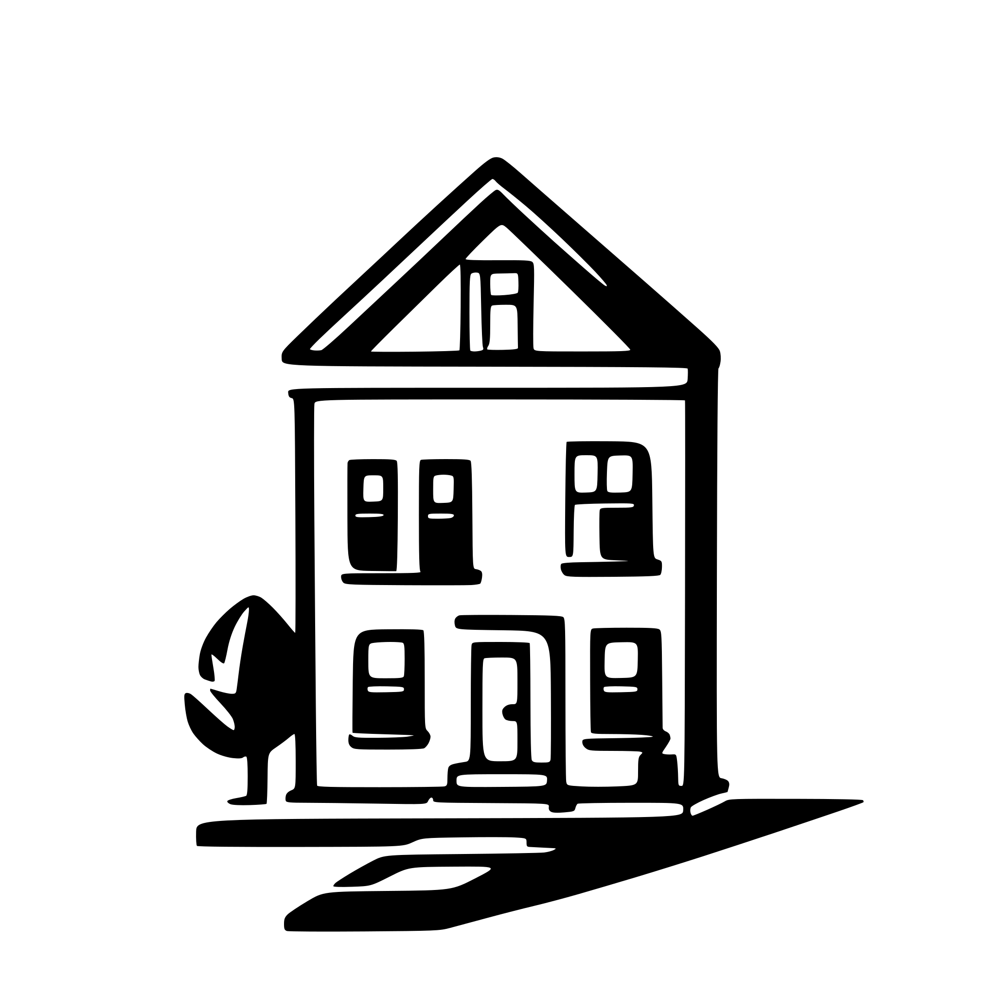 AI-generated SVG of a Abstract vector graphic of a rowhouse. The rowhouse is composed of clean, geometric shapes: connected rectangles for units, triangles for peaked roofs, and small squares or lines for windows and doors. The style is flat and monochromatic, with no gradients or complex details to ensure clean path tracing. The background is plain white, emphasizing the structure and ensuring easy separation during conversion. Ideal for creating a scalable vector icon.