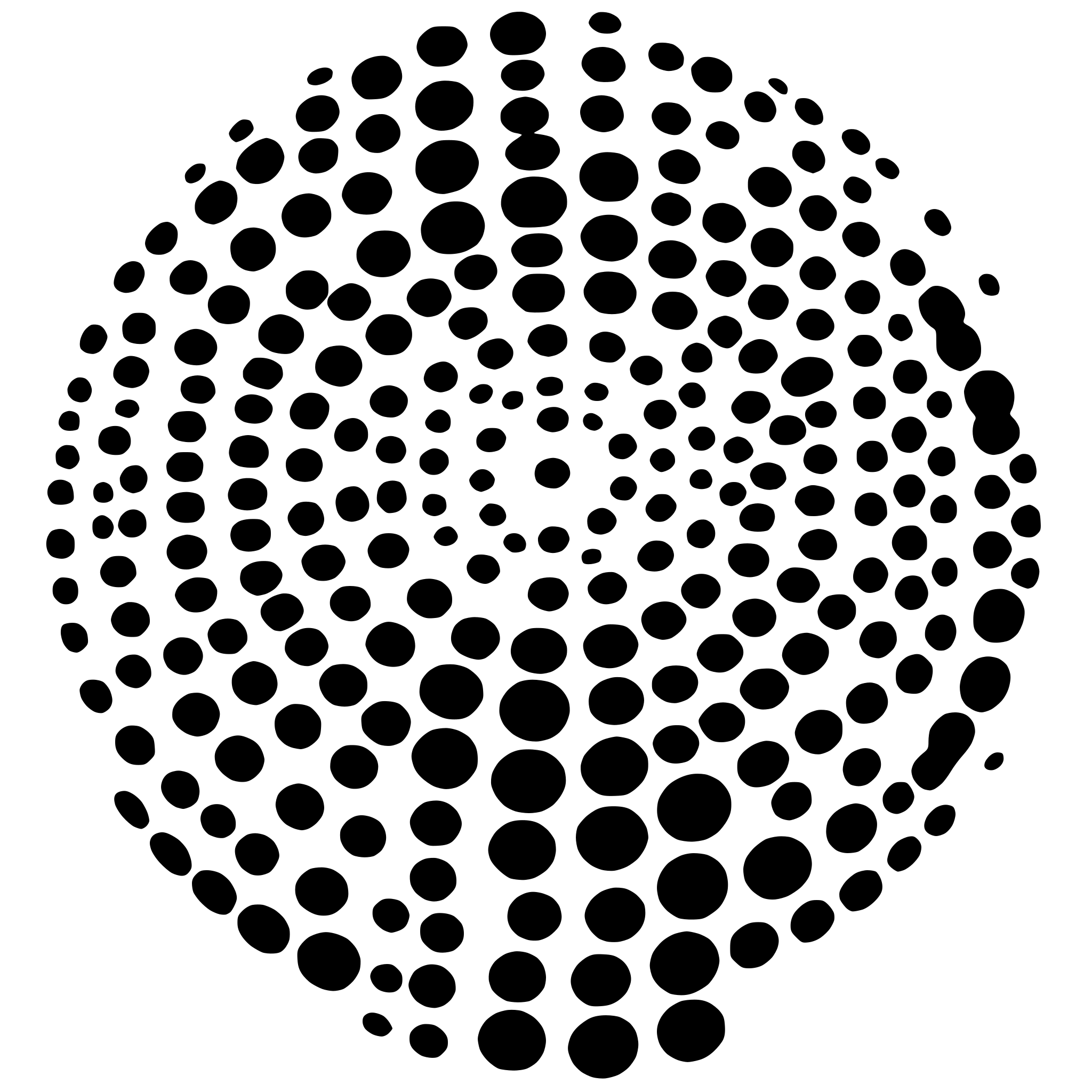 AI-generated SVG of a small 8 circles sround a big circle gobo