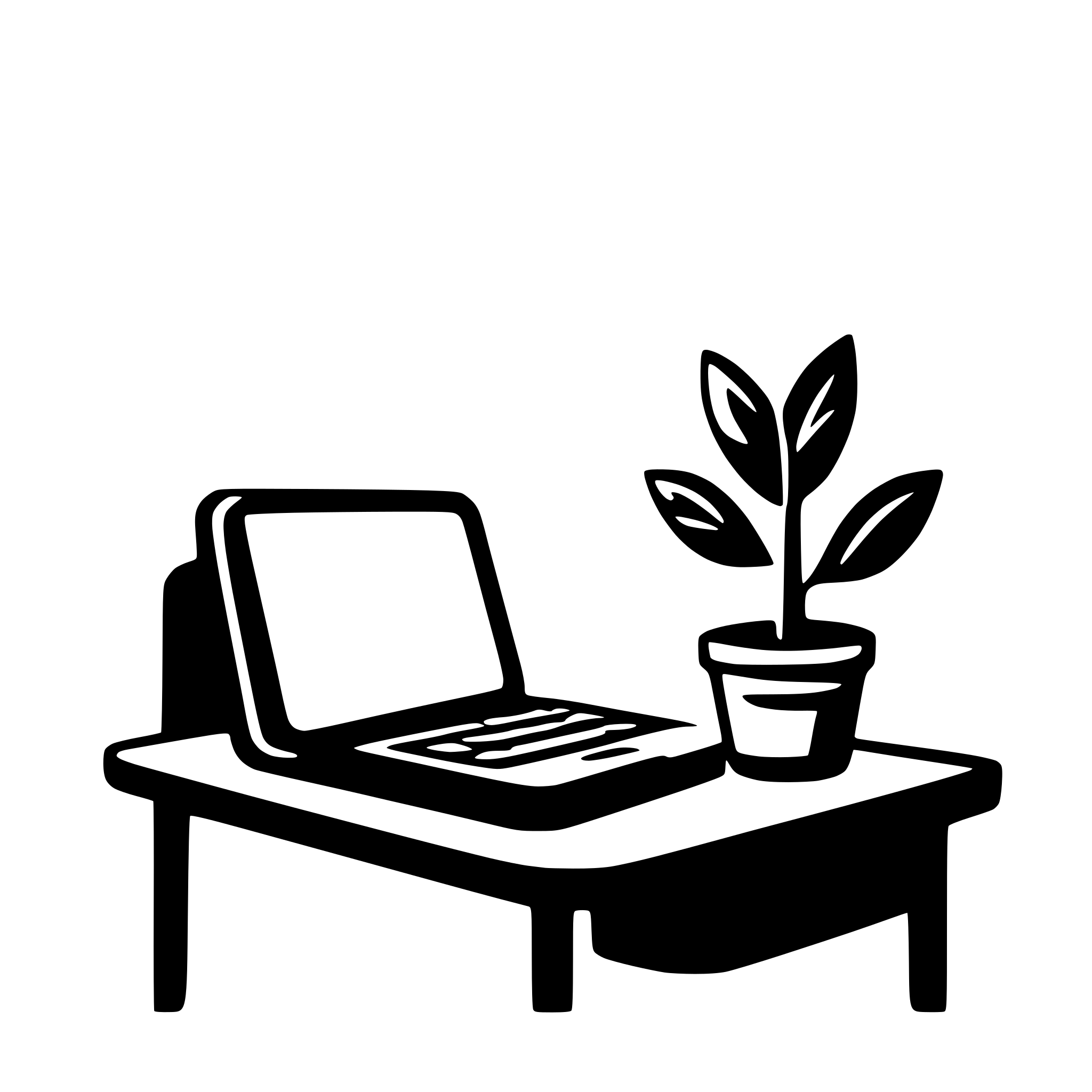 AI-generated SVG of a A modern workplace with a laptop and a plant. Make it minimalistic and a little bit futuristic AI-generated SVG of a A modern workplace with a laptop and a plant. Make it minimalistic and a little bit futuristic