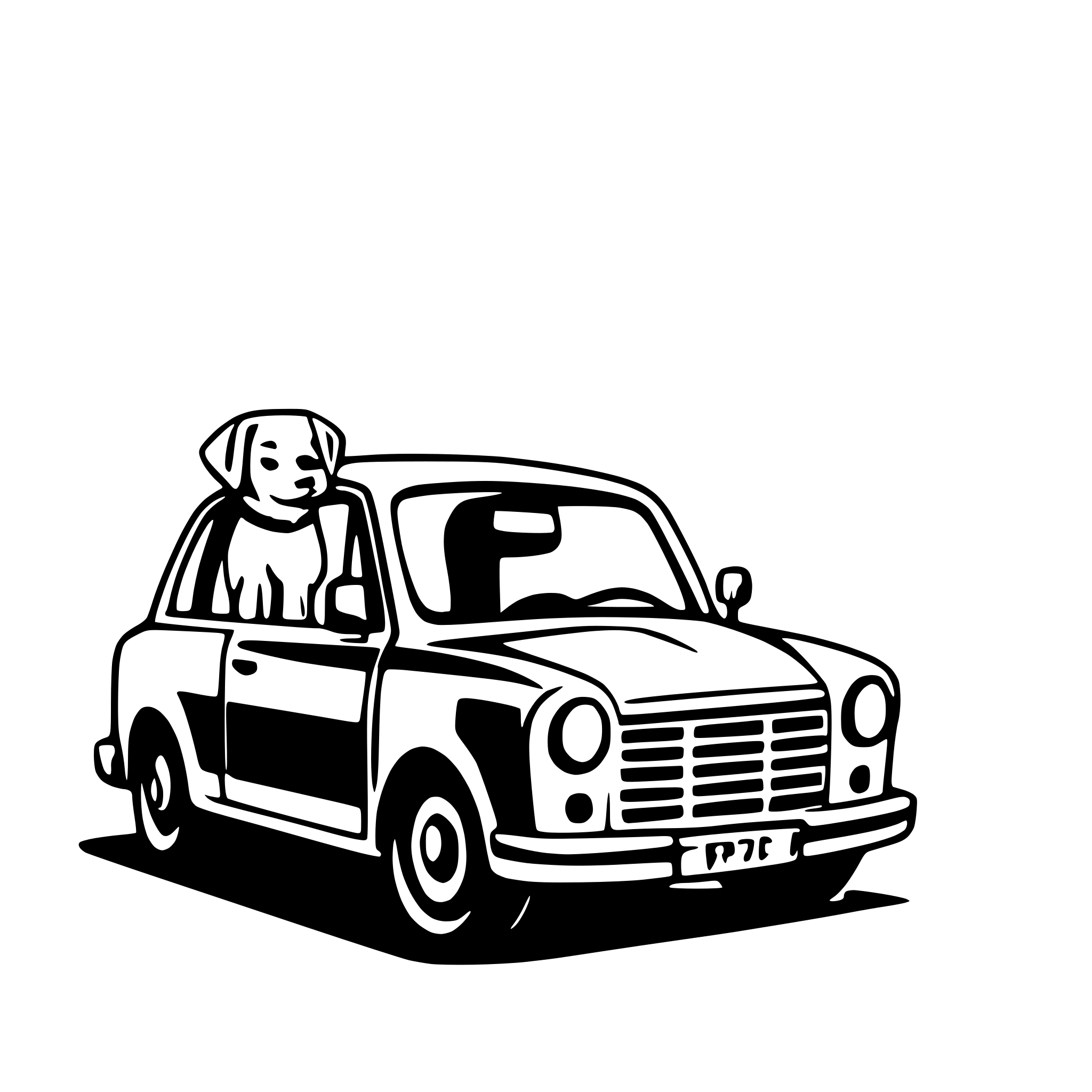 AI-generated SVG of a one dog and one car