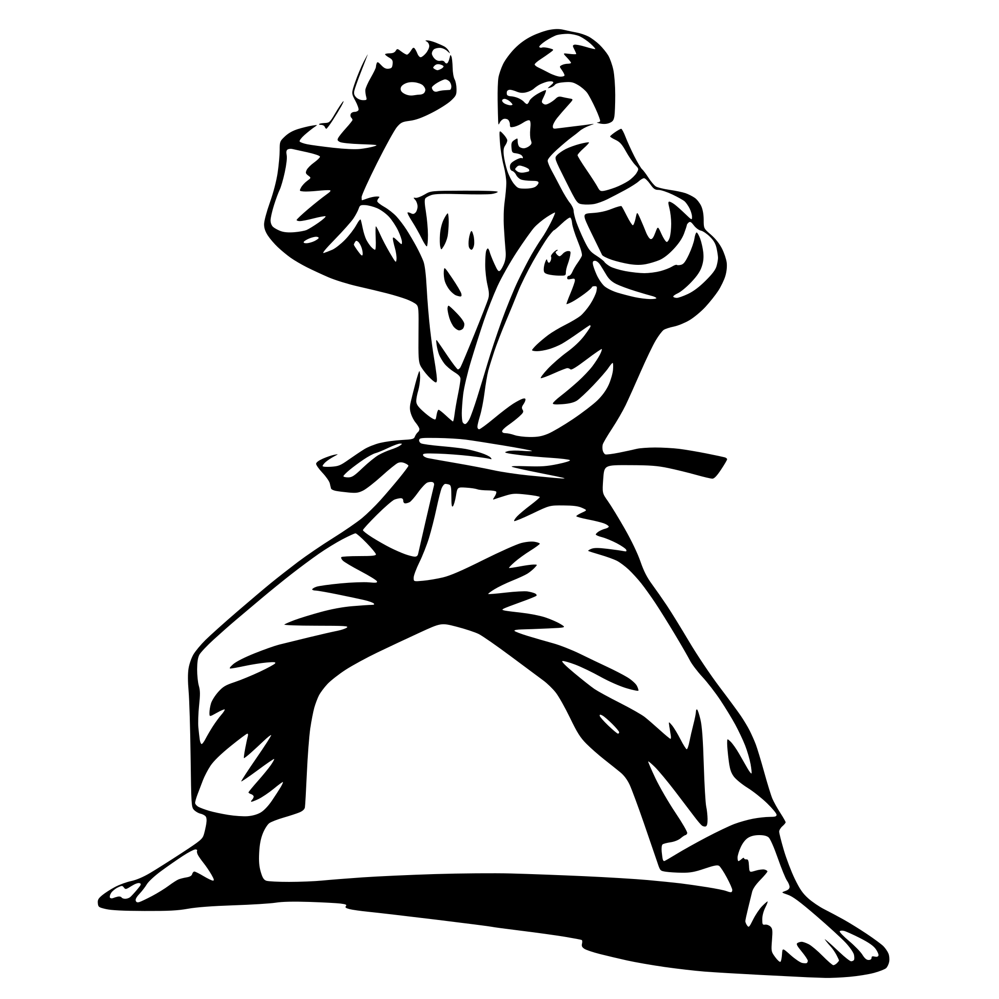 AI-generated SVG of 'KARATE FIGHTER KICK HIGH'