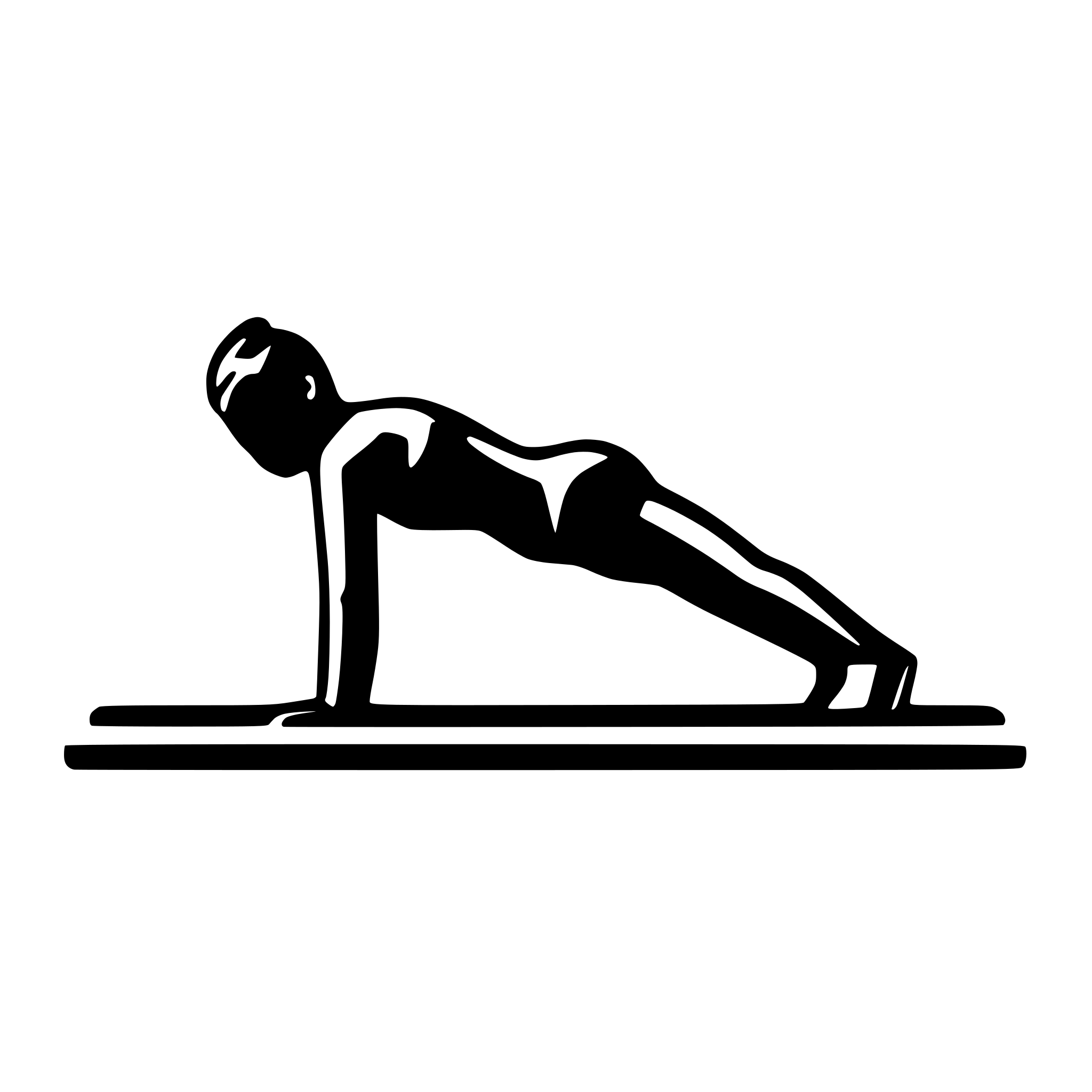 AI-generated SVG of a Create a clean, minimalist SVG of a person performing a push-up in the style of Ionicons. The design should feature smooth, bold outlines with a slightly rounded, modern aesthetic. Use simple shapes to represent the figure in a plank position with arms bent, body lowered toward the ground. Focus on clarity and scalability for use as an icon. Ensure the figure is centered and symmetrical, with no background or unnecessary details, and make it suitable for monochrome use