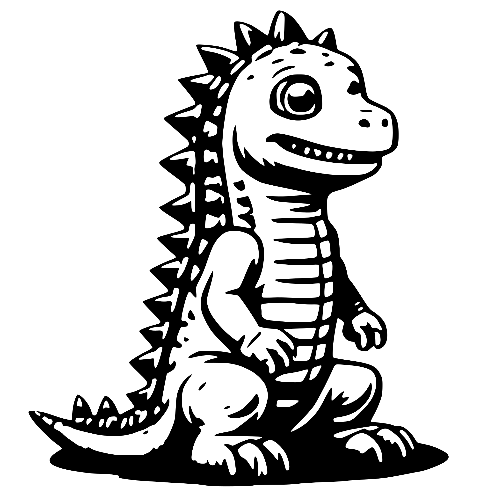 AI-generated SVG of a cute baby godzilla