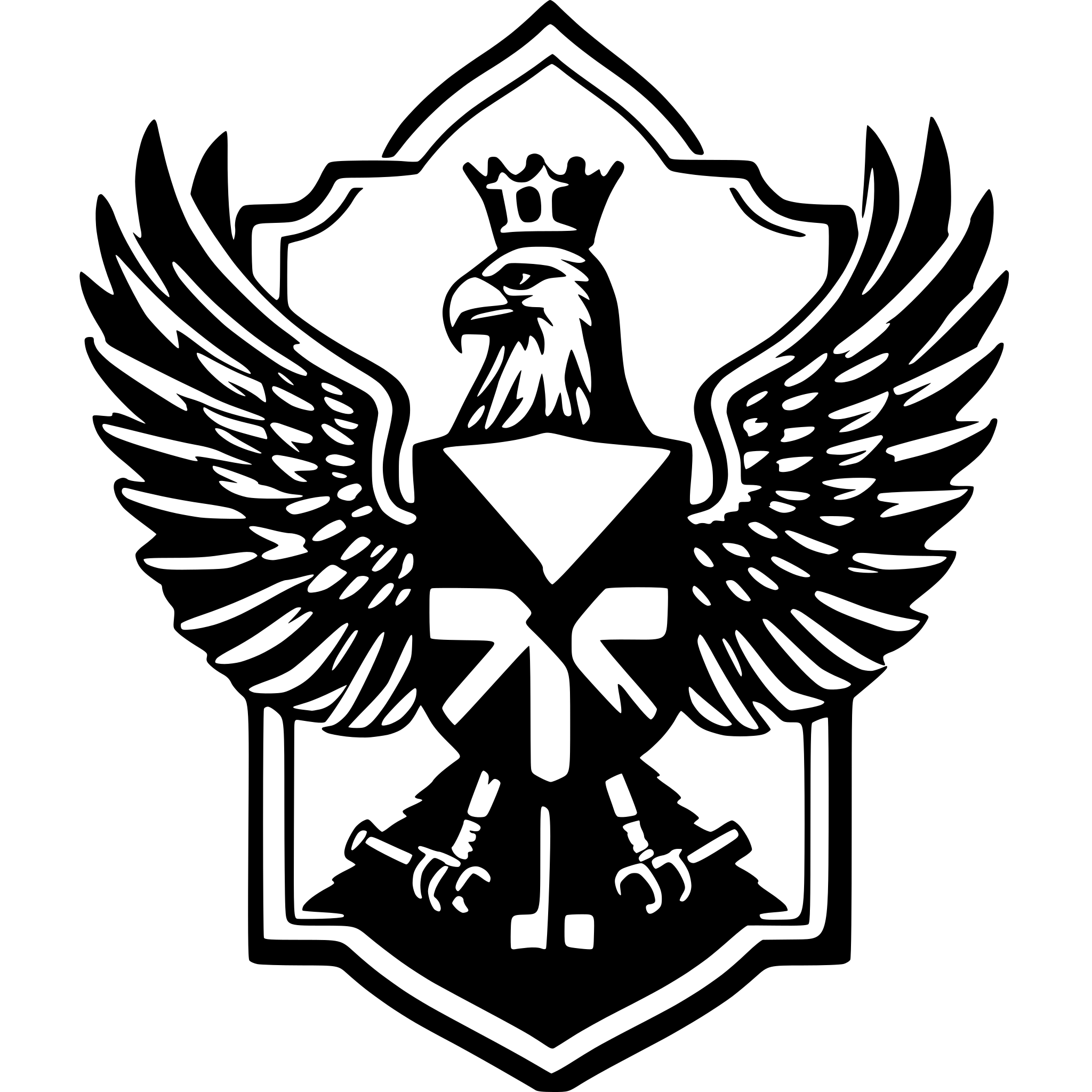 AI-generated SVG of 'ein doppeladler nach kölner vorlage mit platz für kölner wappen'