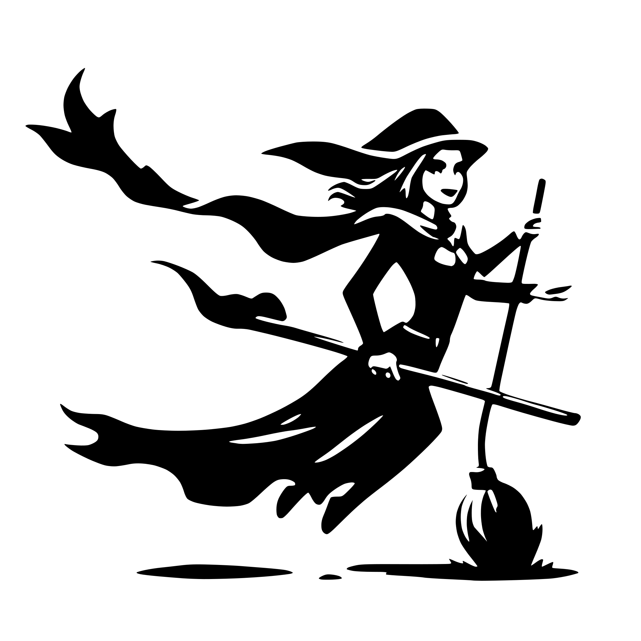AI-generated SVG of 'witch flying on a broom'
