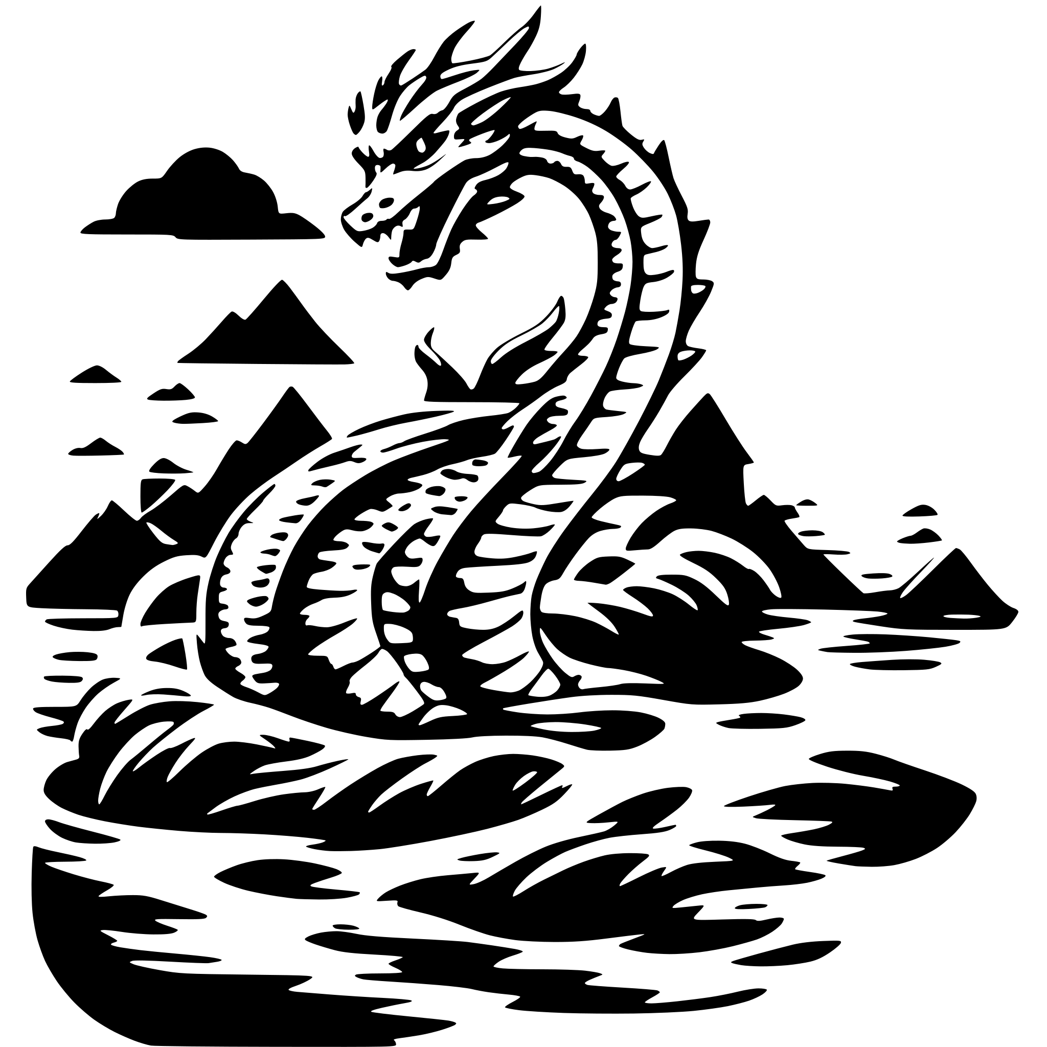 AI-generated SVG of 'A dragon rising out of the water in japanese style'