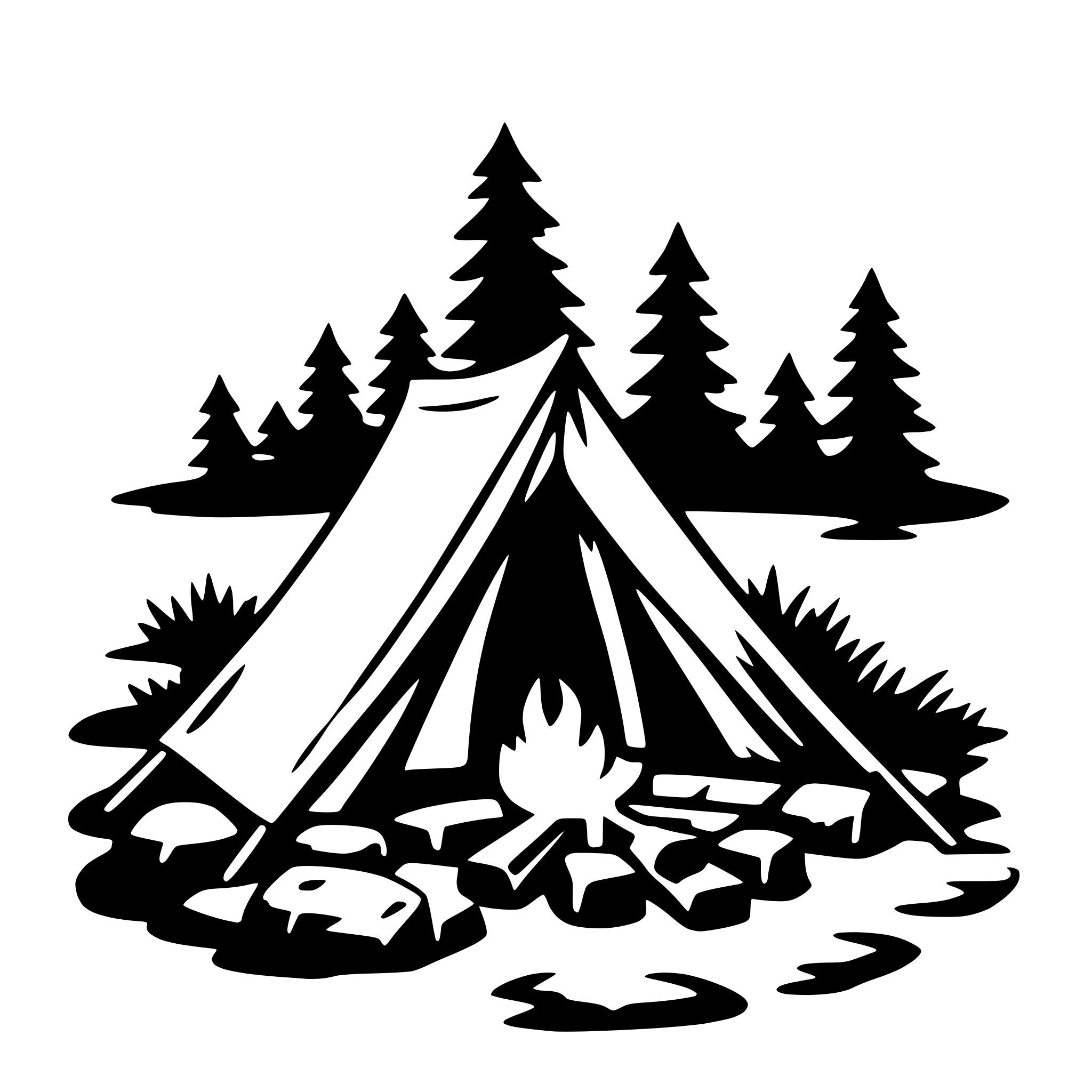 AI-generated SVG of 'tent and campfire'