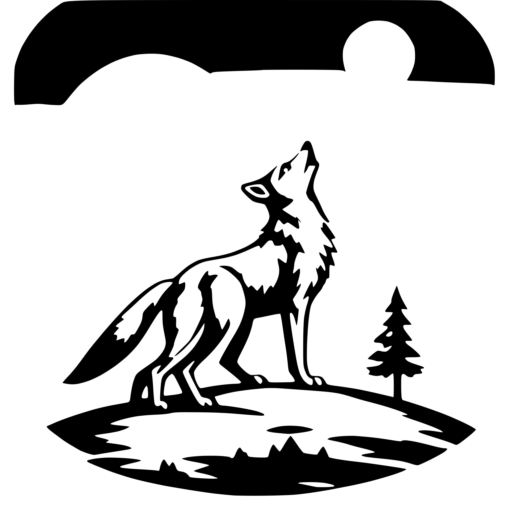 AI-generated SVG of a Coyote howling at the moon. No background.
