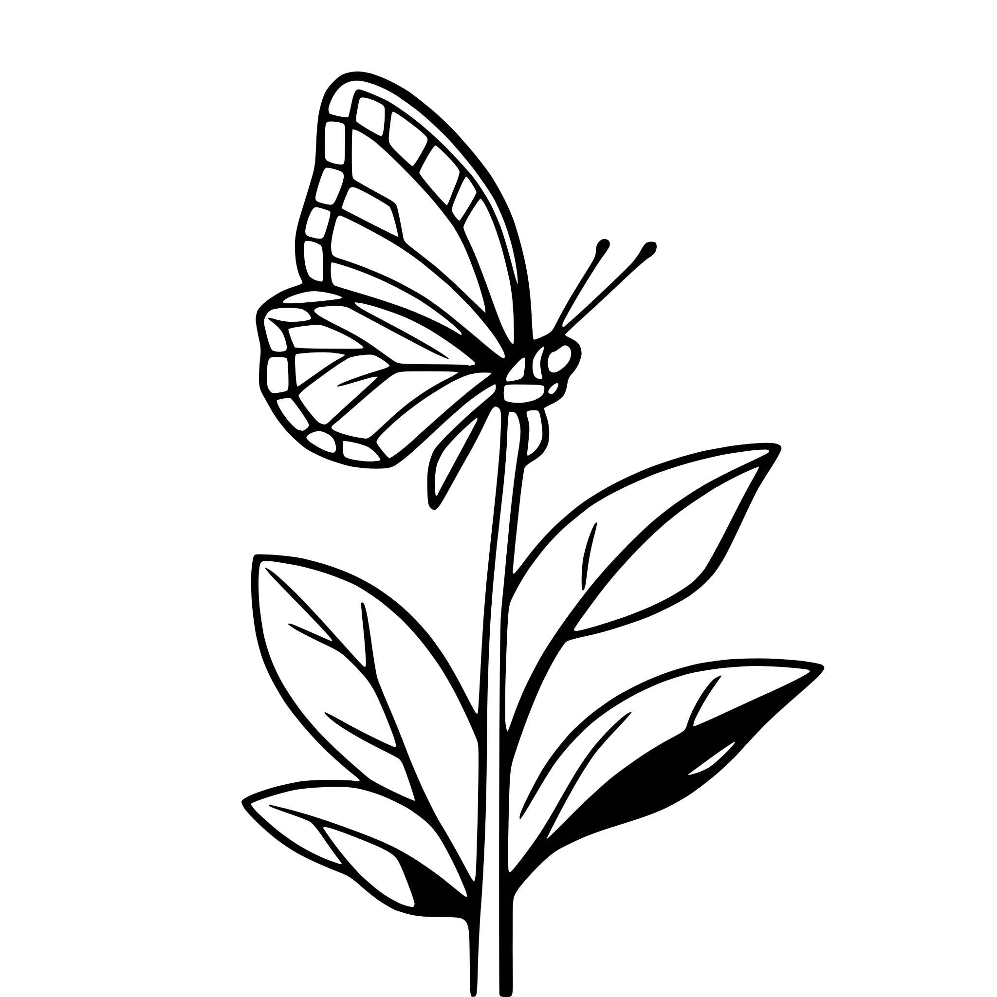 AI-generated SVG of a butterfly landing on flower