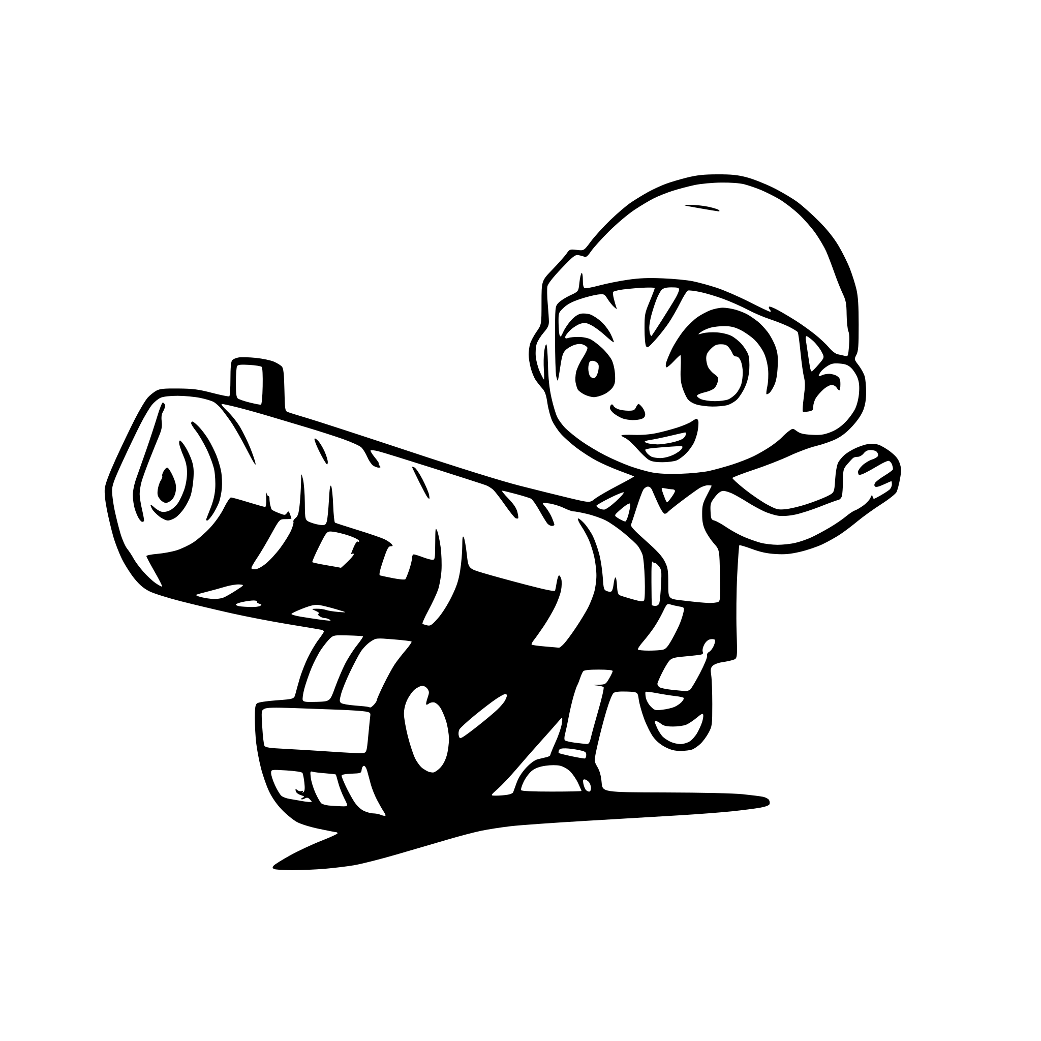 AI-generated SVG of a a cartoon character pushing a log