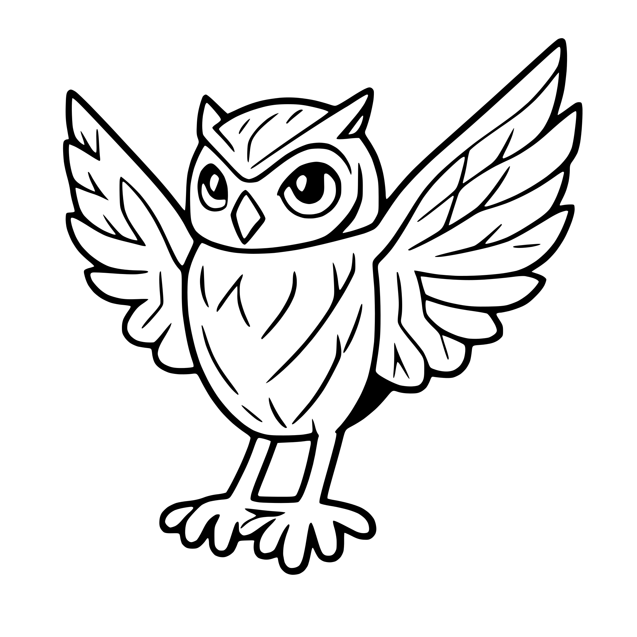 AI-generated SVG of 'detailed owl with open wings'