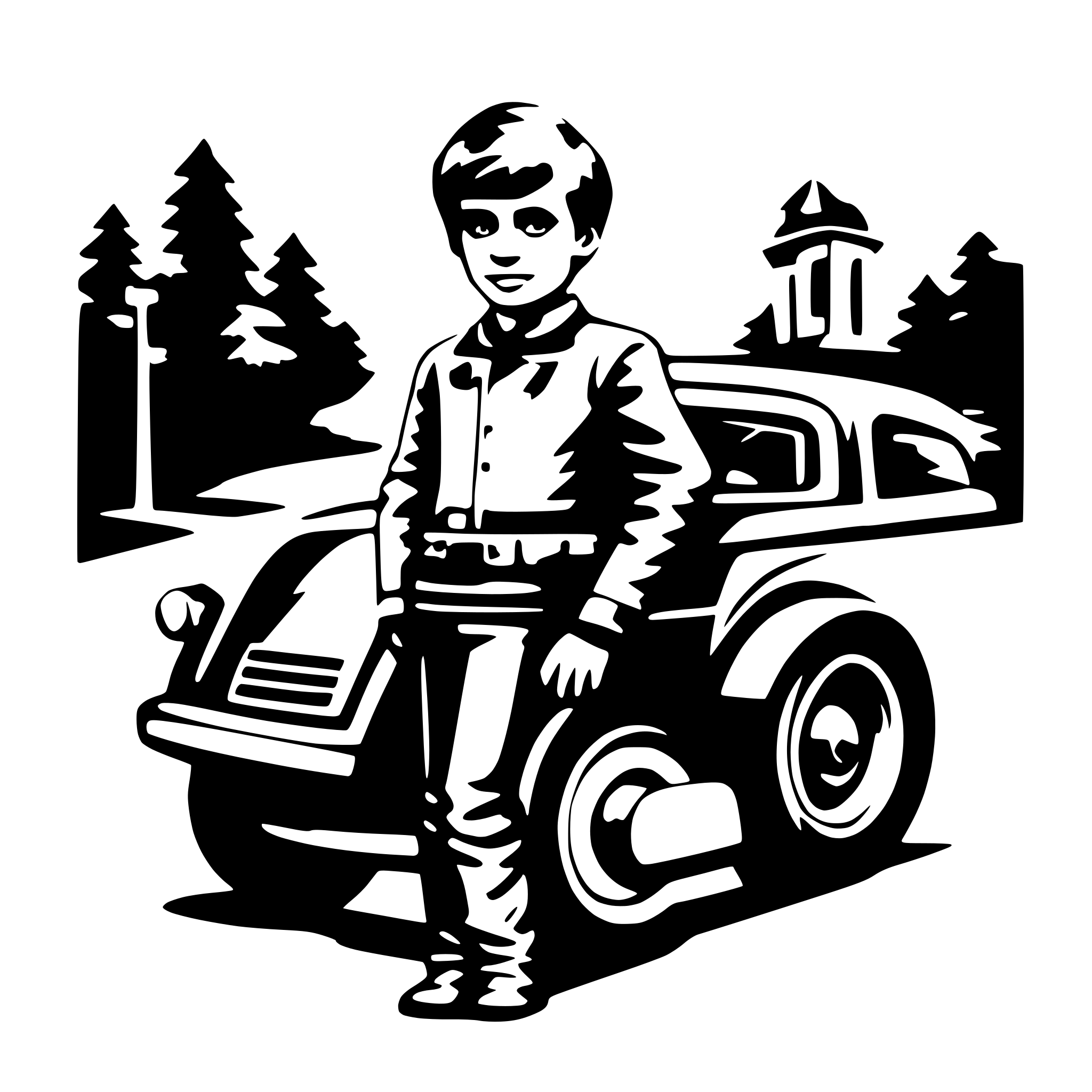 AI-generated SVG of 'martien avec une auto'