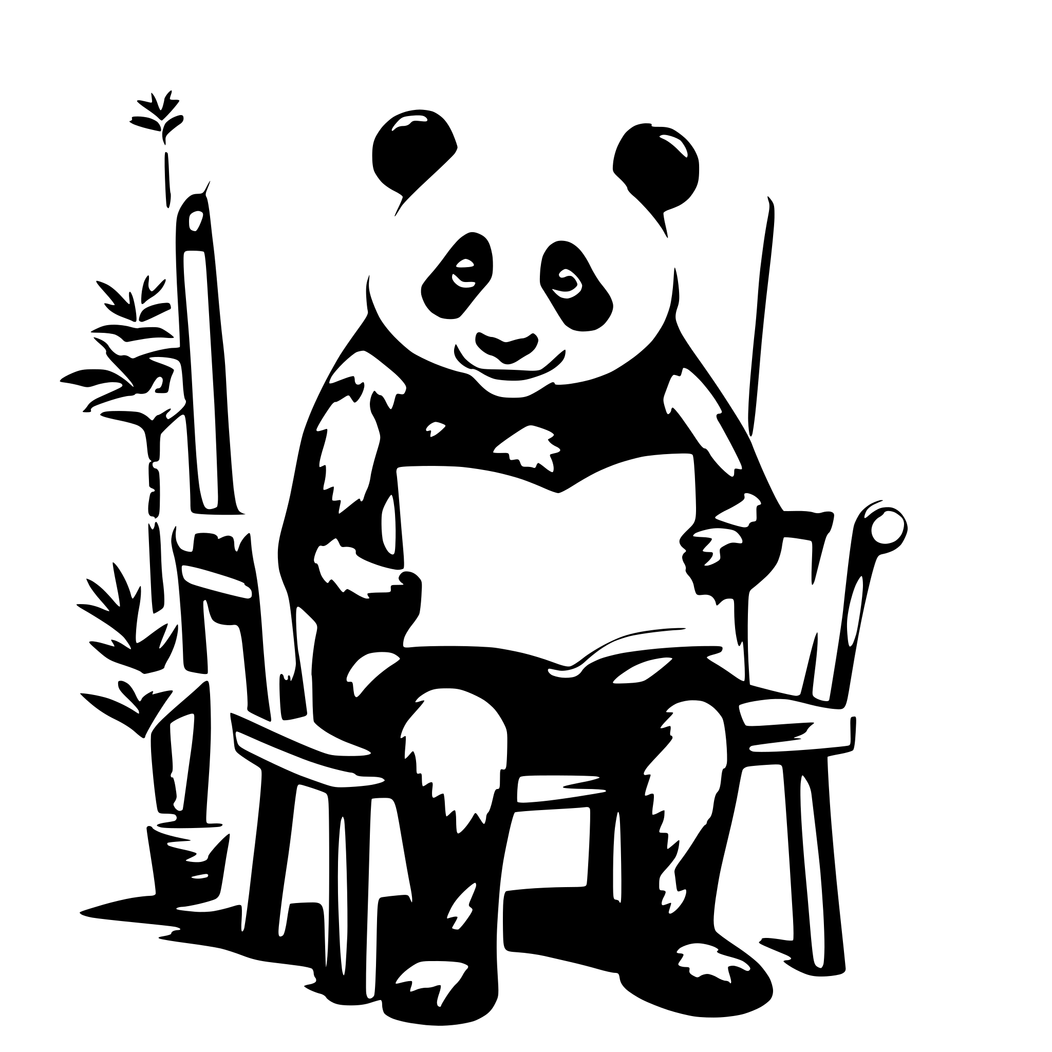 AI-generated SVG of 'a panda, sit on a chair, reading a very big book'