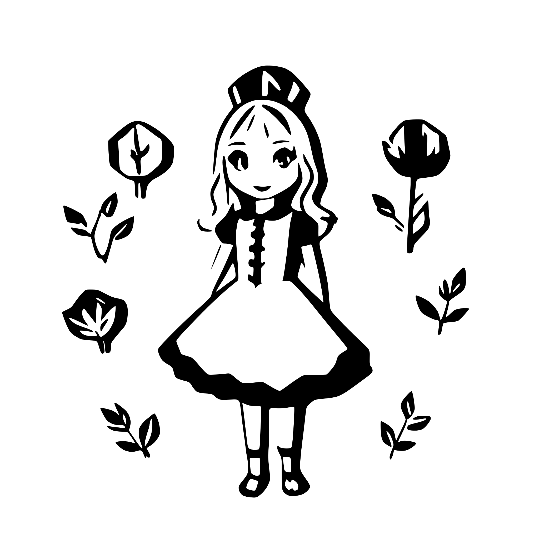 AI-generated SVG of a koyok alice in wonderland red and black