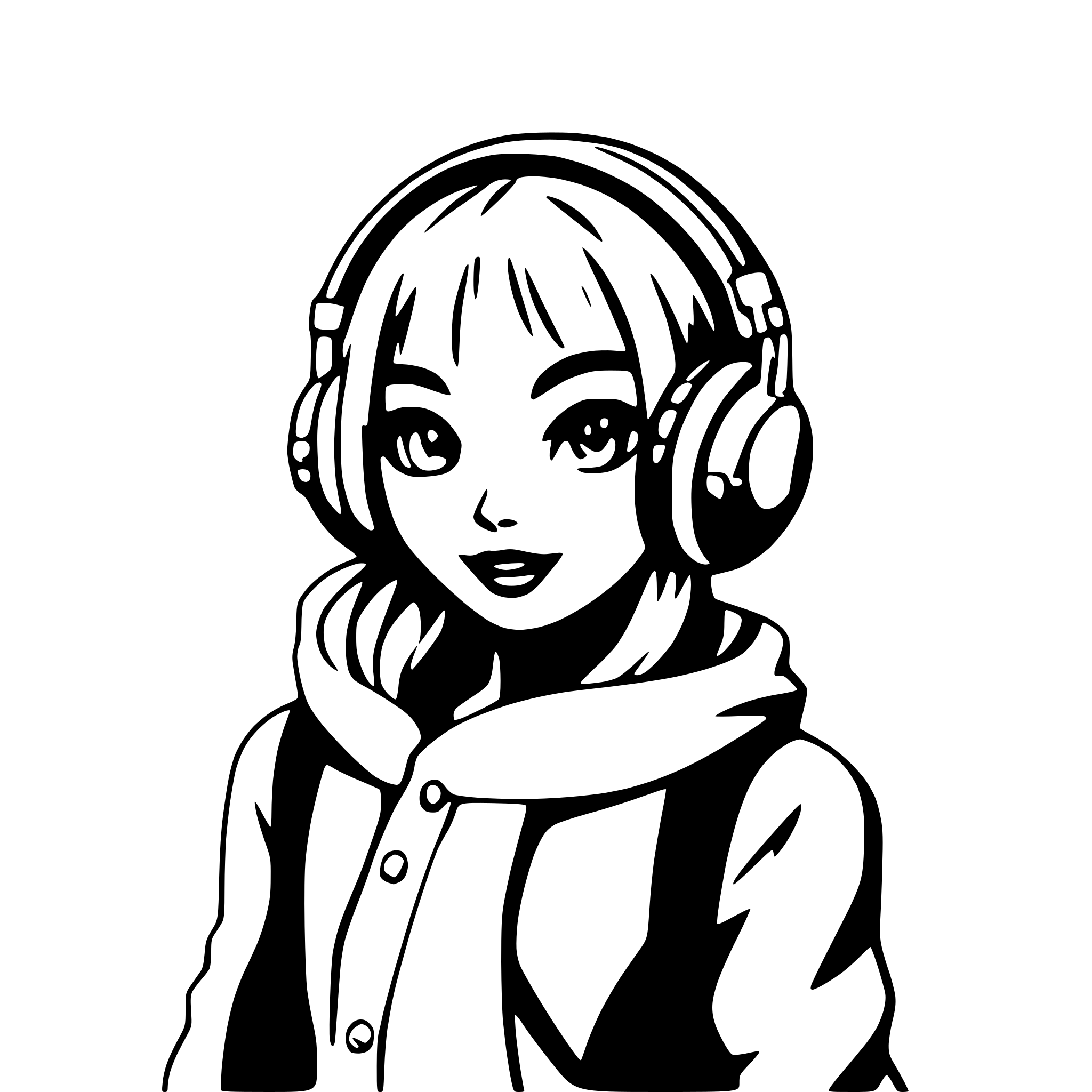 AI-generated SVG of 'girl with oversized headphones'