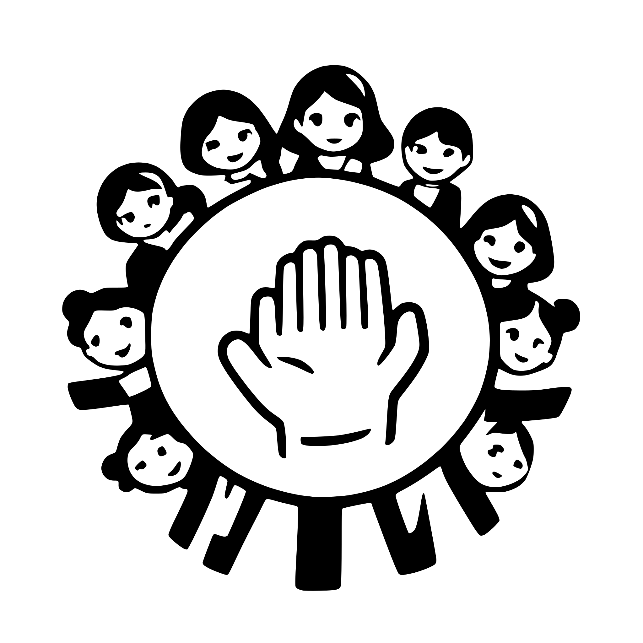 AI-generated SVG of a 12 boys and girls holdng hands