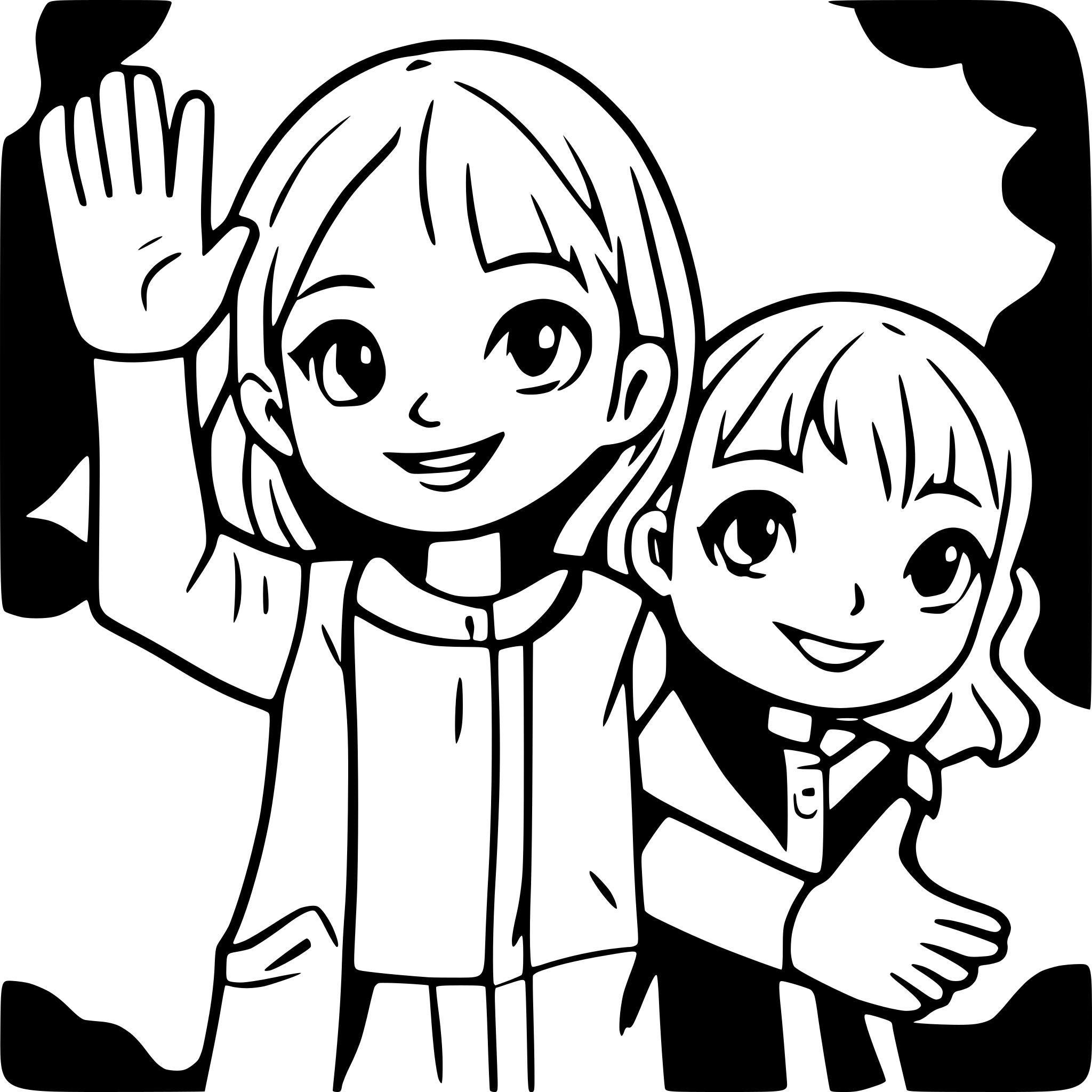 AI-generated SVG of a many childsren who holding on their hands
