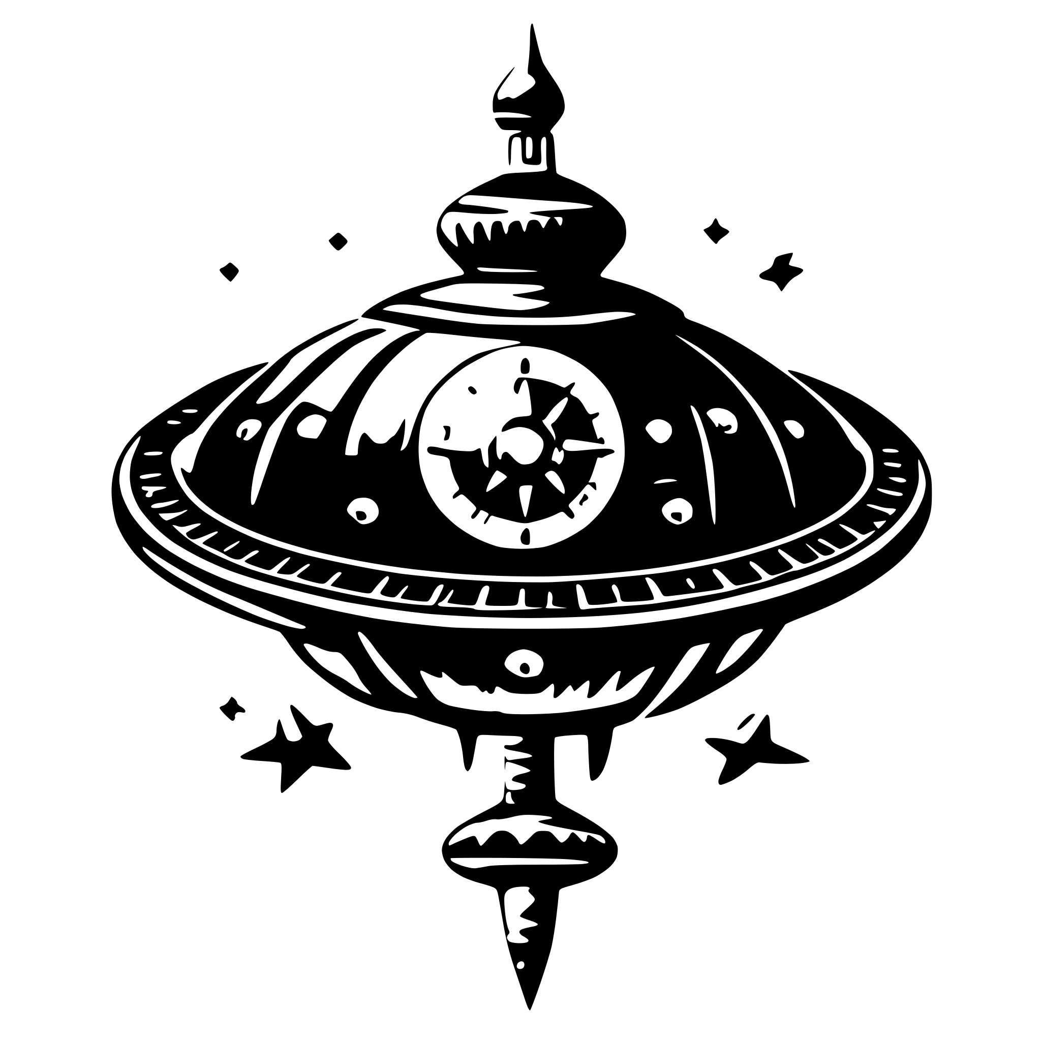 AI-generated SVG of 'UFO mandala compass space ship'
