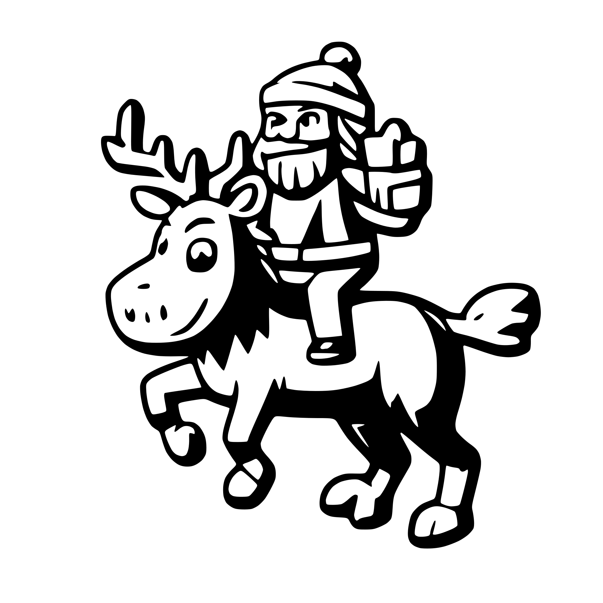 AI-generated SVG of 'Bigfoot Riding reindeer'