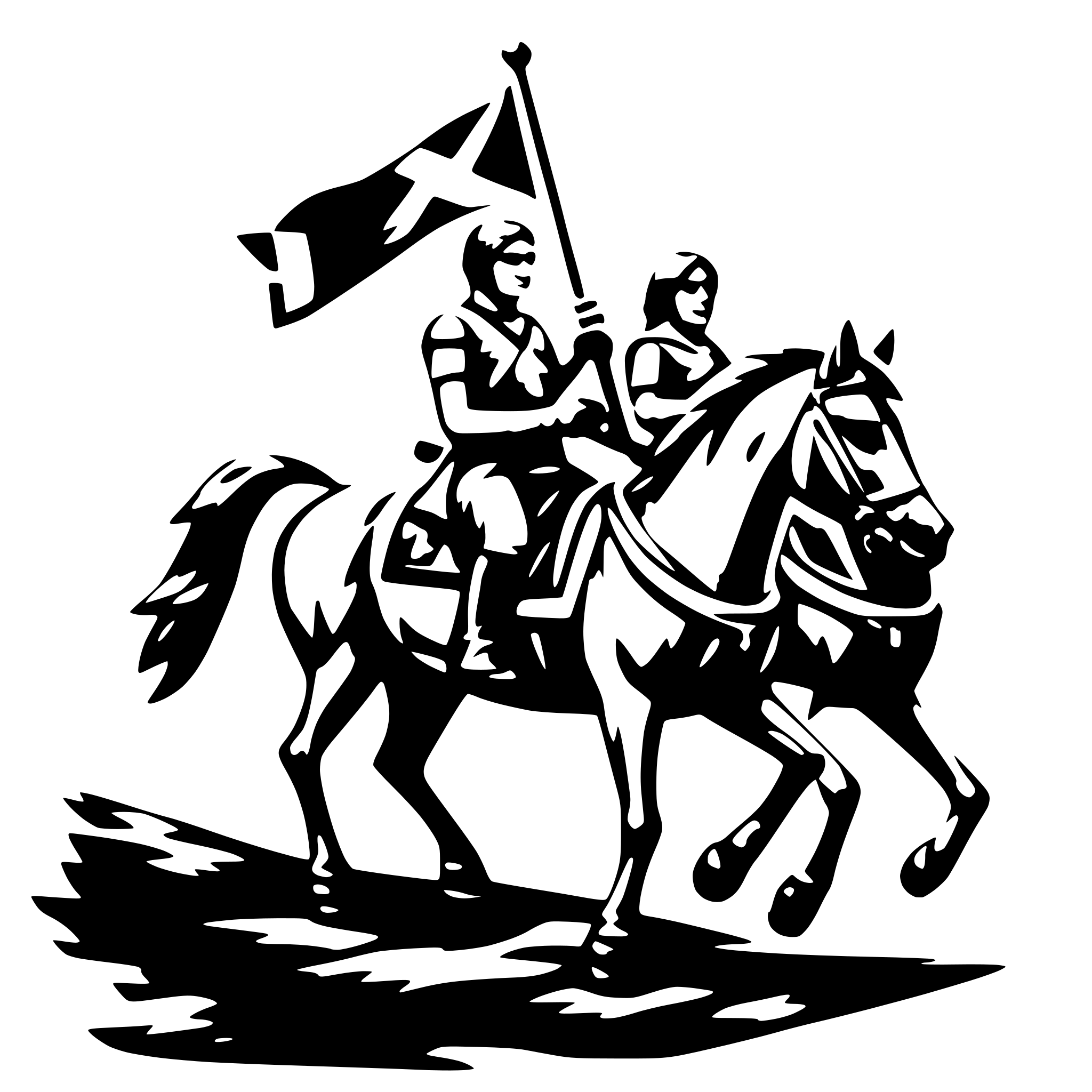 AI-generated SVG of a Horsemen Riding while holding a triangled shape flag AI-generated SVG of a Horsemen Riding while holding a triangled shape flag