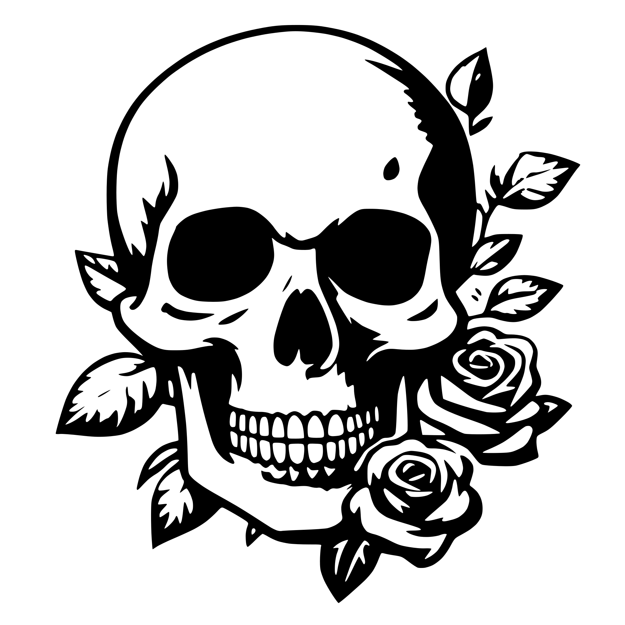 AI-generated SVG of a skull and rose