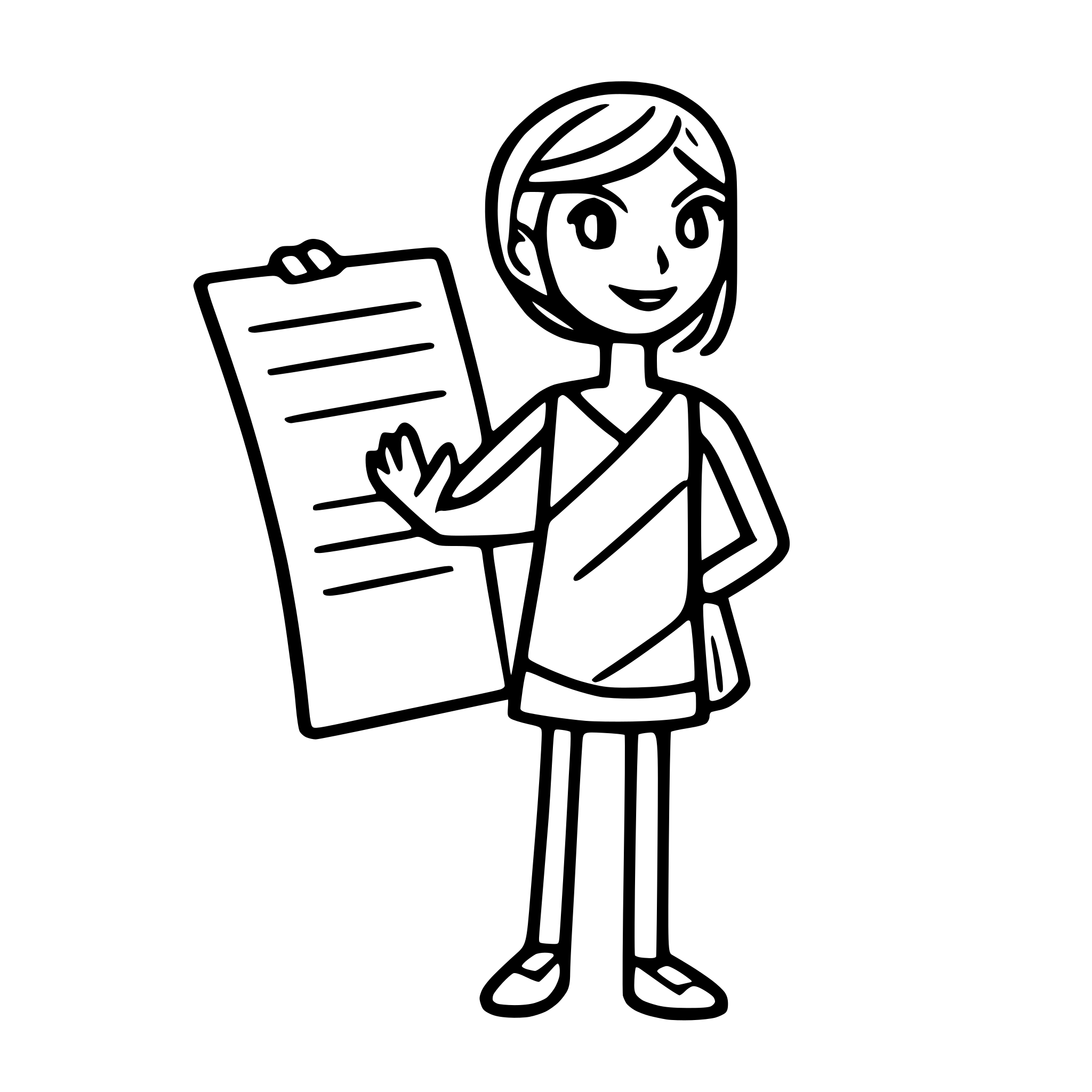 AI-generated SVG of 'Simple hand-drawn line drawing of a stick figure with minimalist composition and clean lineart: A stick figure holding an extremely long to-do list'