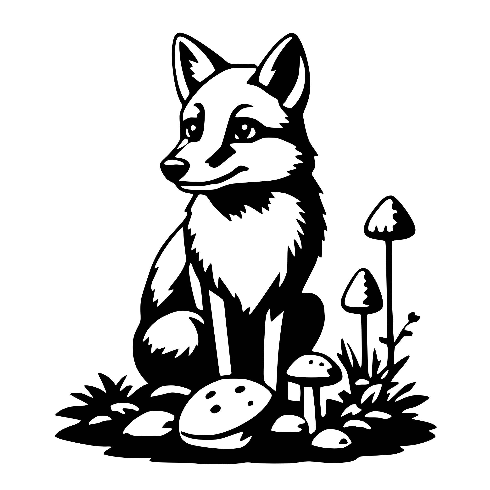 AI-generated SVG of 'fox and mushrooms'
