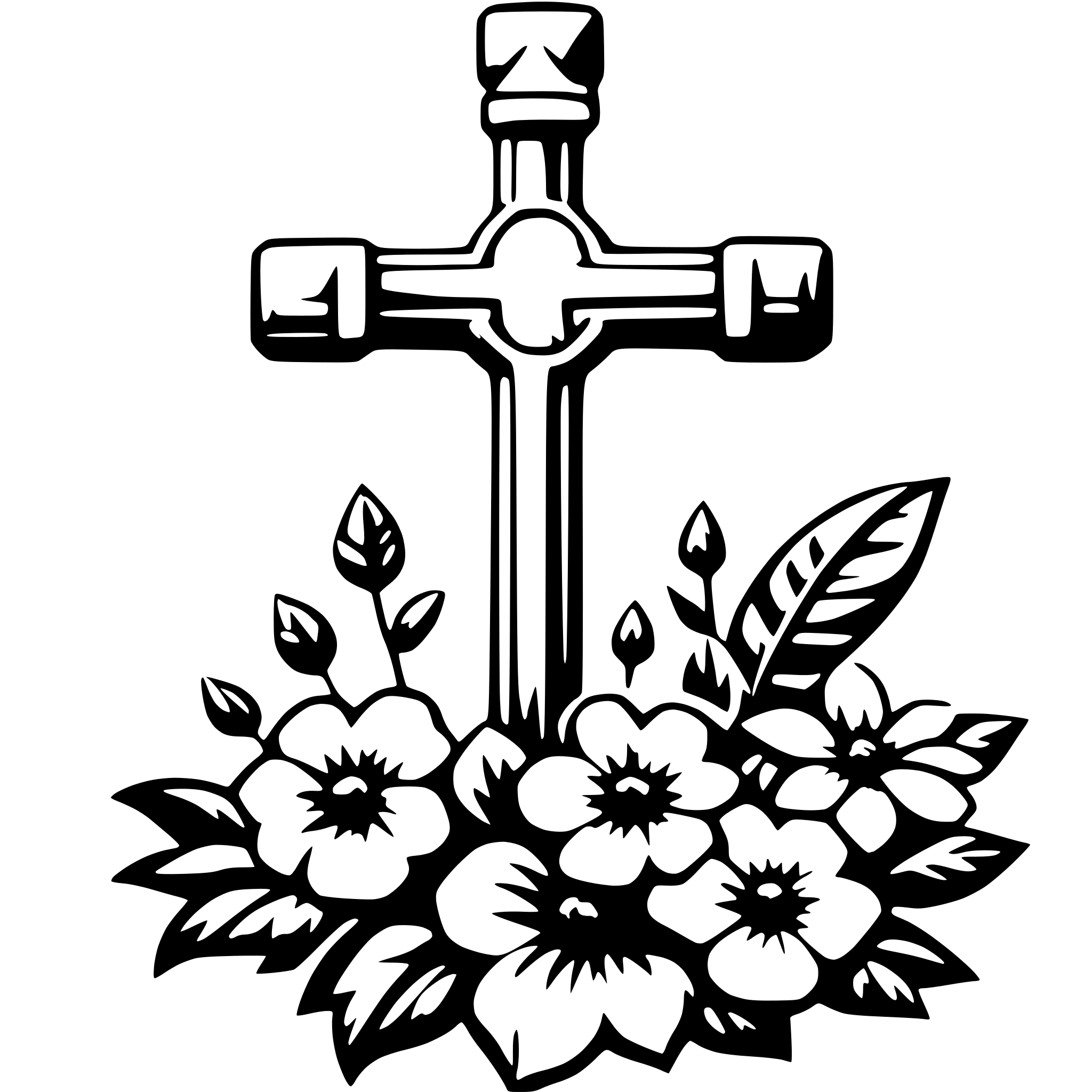 AI-generated SVG of 'cross with flowers'