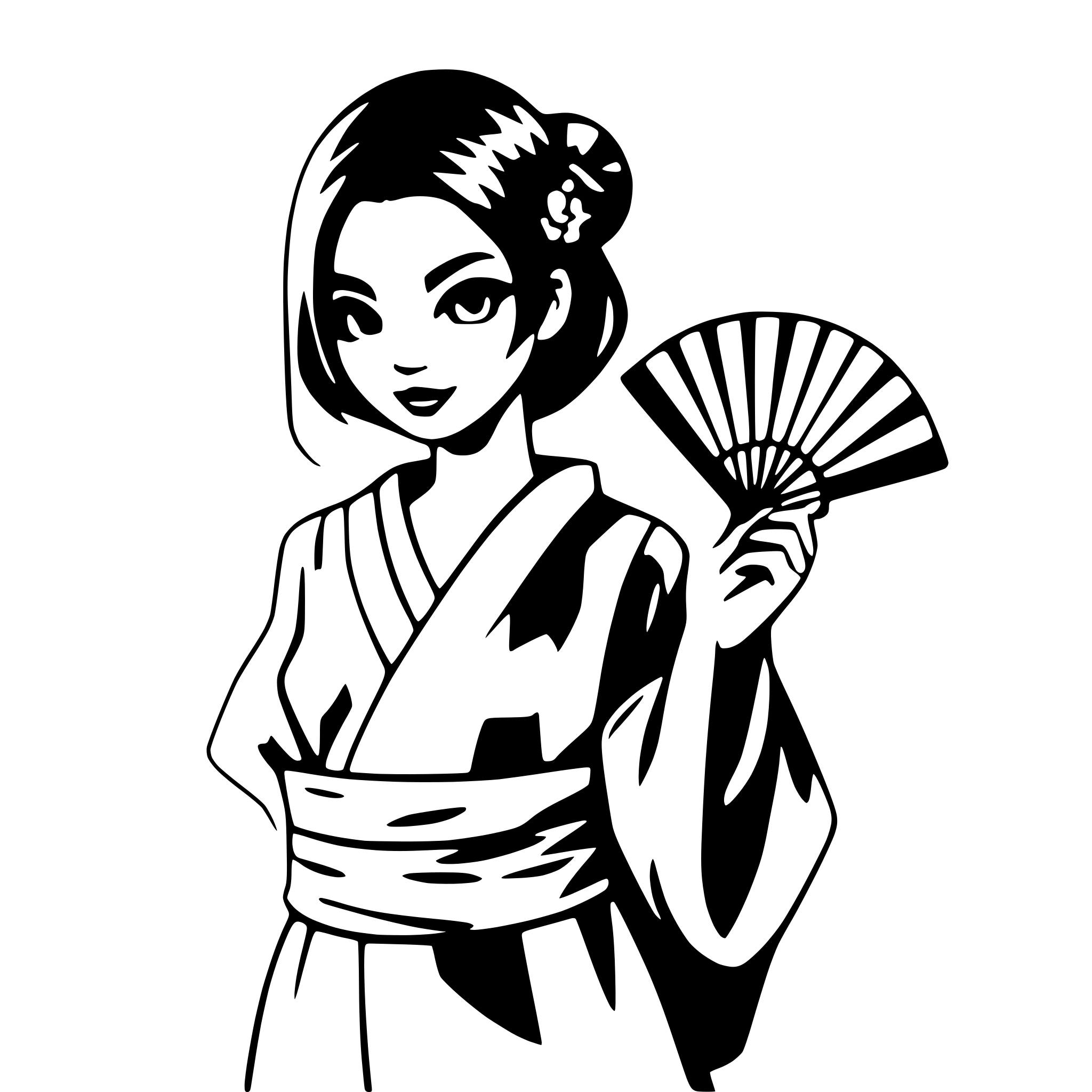 AI-generated SVG of a geisha holding a fan