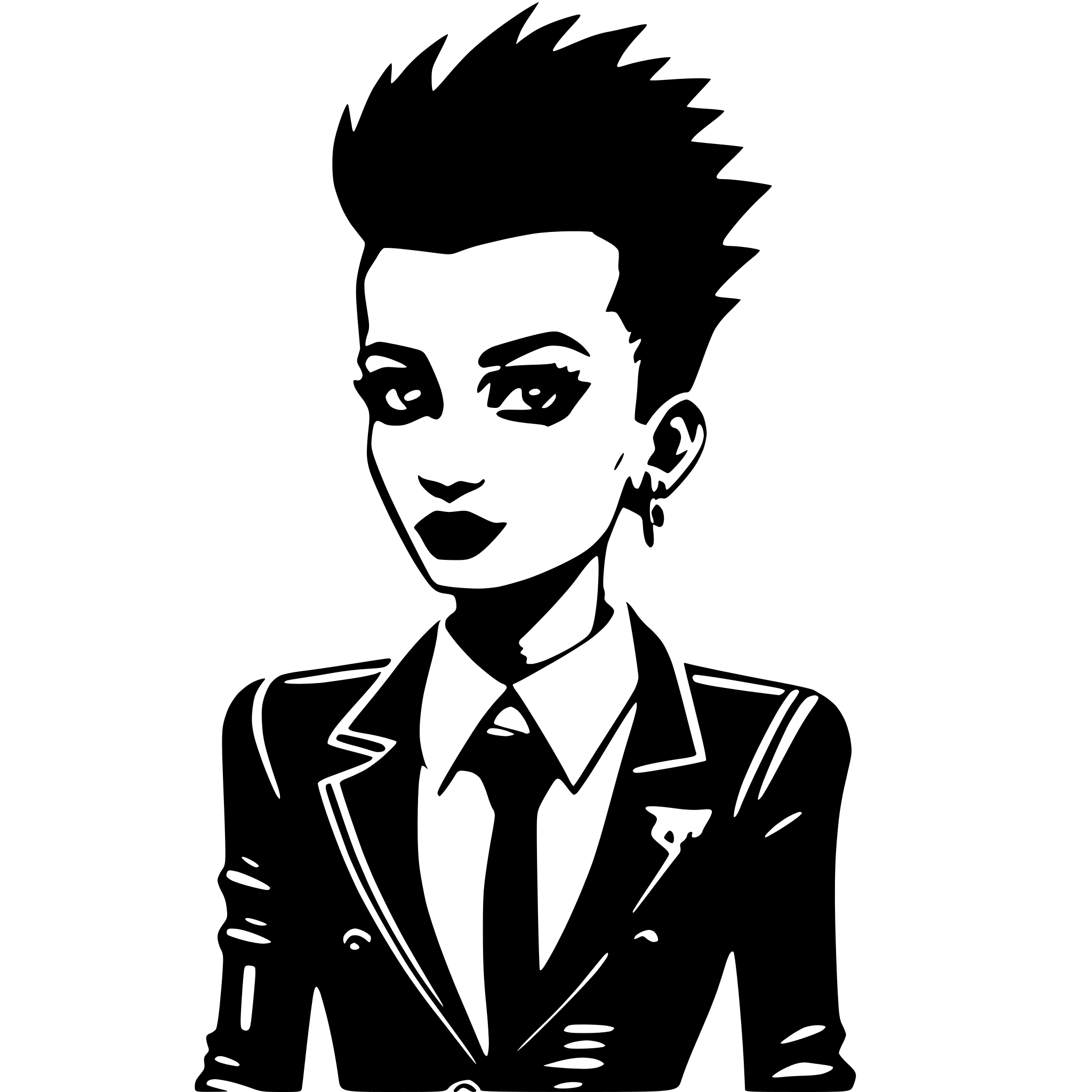 AI-generated SVG of a fun cartoon character. punk girl, pink mohawk, wearing a business suit AI-generated SVG of a fun cartoon character. punk girl, pink mohawk, wearing a business suit