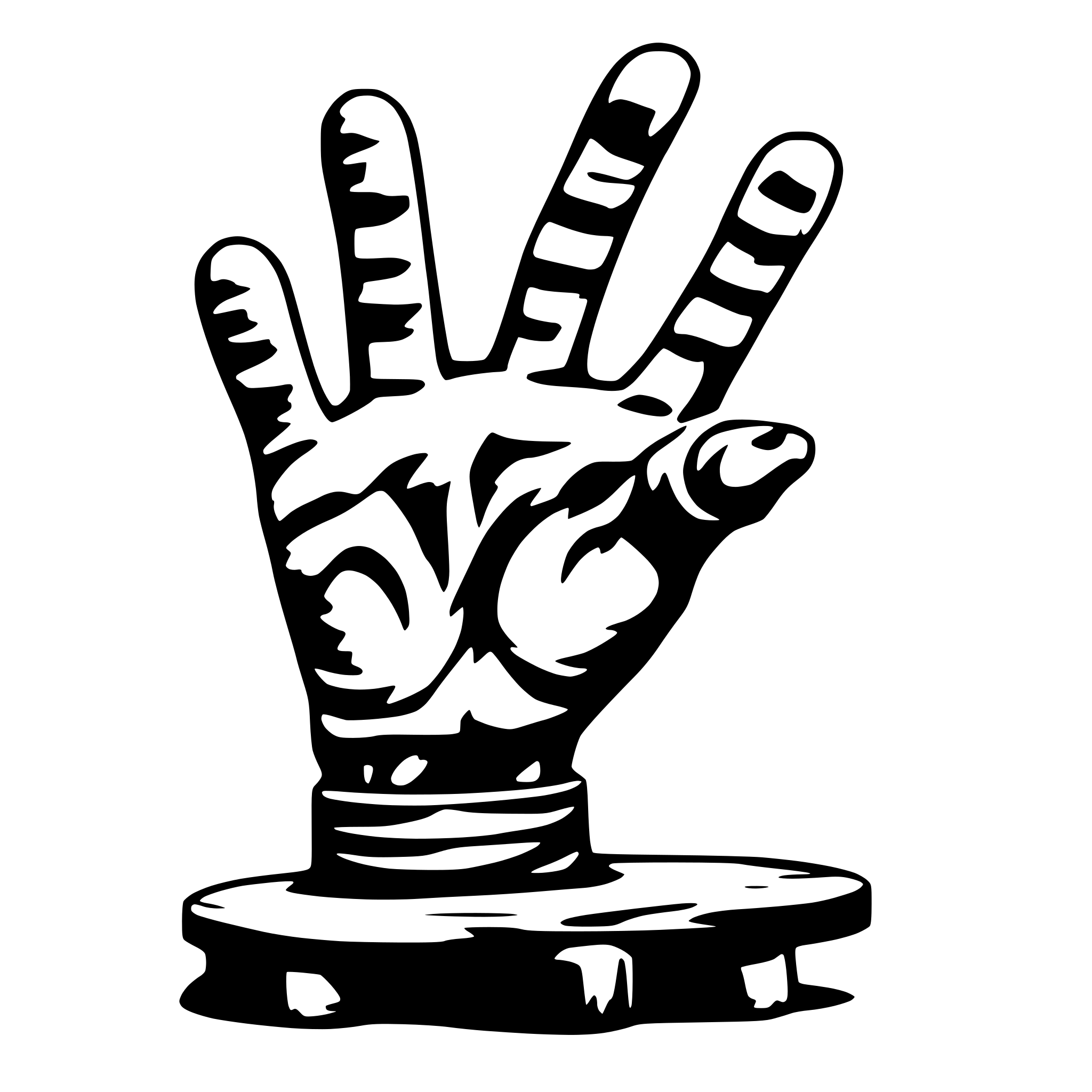 AI-generated SVG of 'fingerbord hand zombie kickflip'