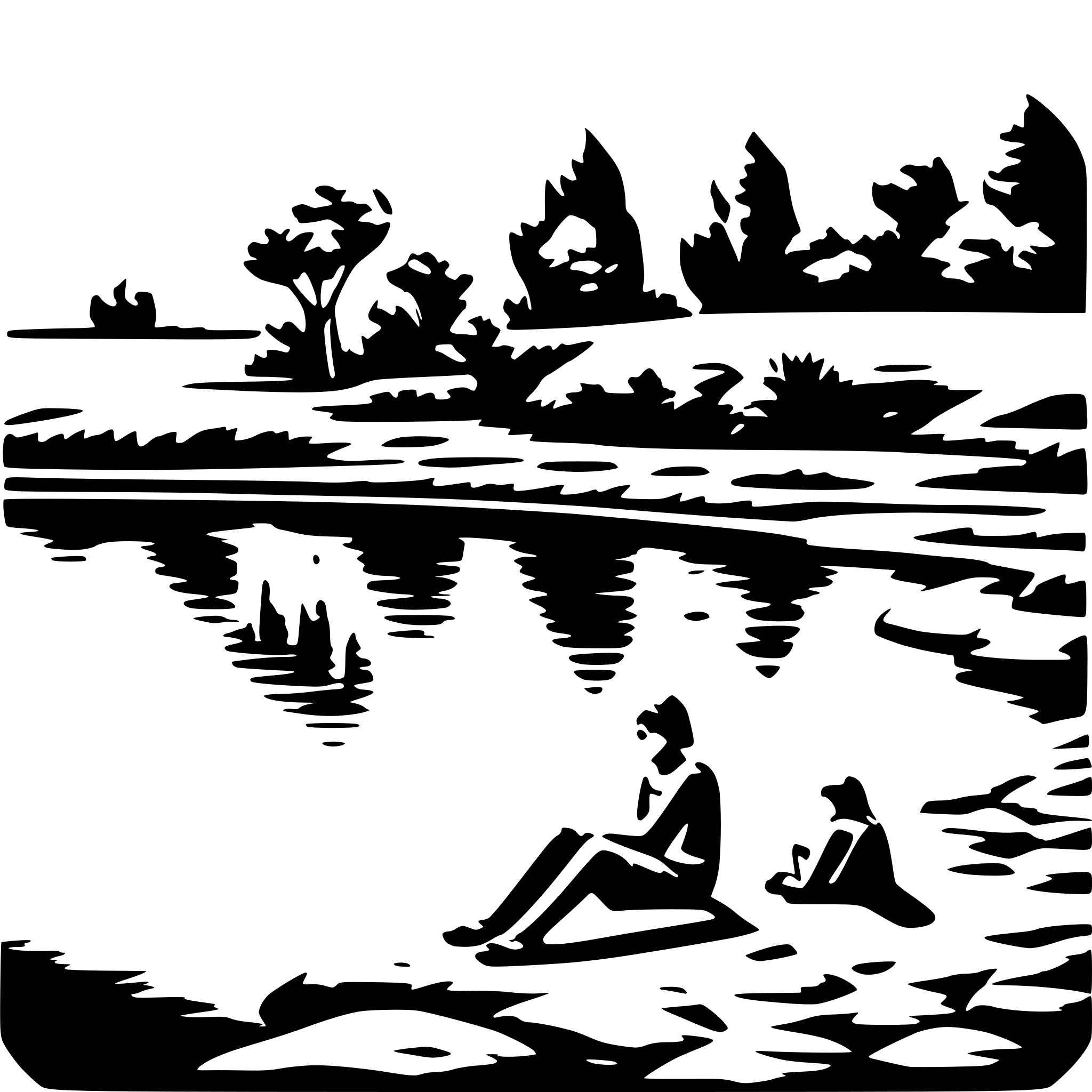 AI-generated SVG of a a simple illustration of a riverbank with some people sleeping in the water AI-generated SVG of a a simple illustration of a riverbank with some people sleeping in the water