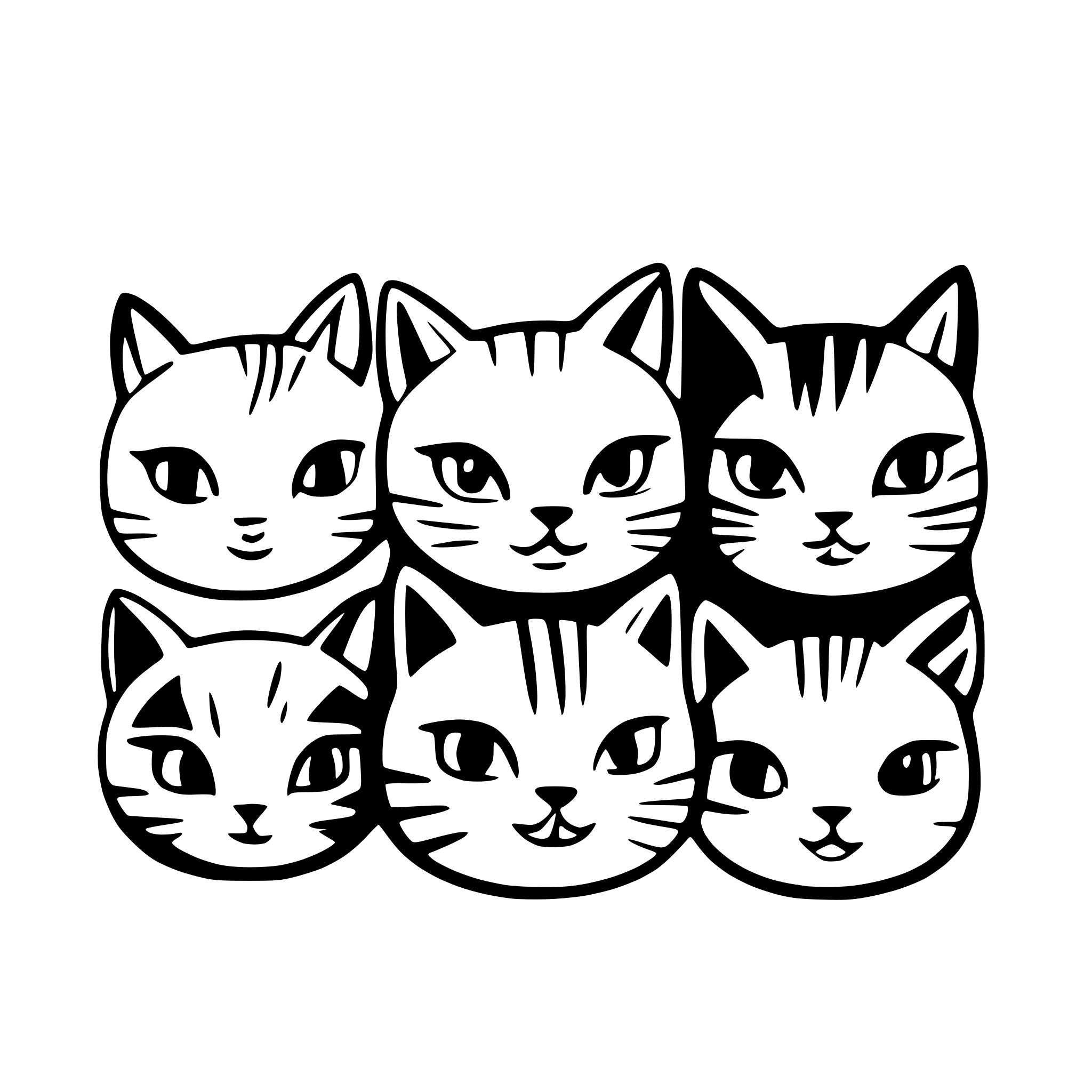 AI-generated SVG of a 9 cat heads arranged in a 3 by 3 square with different type of cats AI-generated SVG of a 9 cat heads arranged in a 3 by 3 square with different type of cats