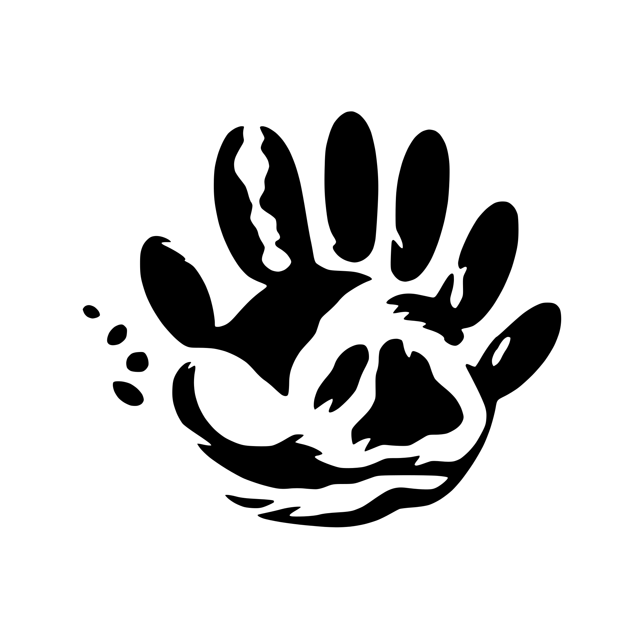 AI-generated SVG of a a coherent trail of dog paws outlined