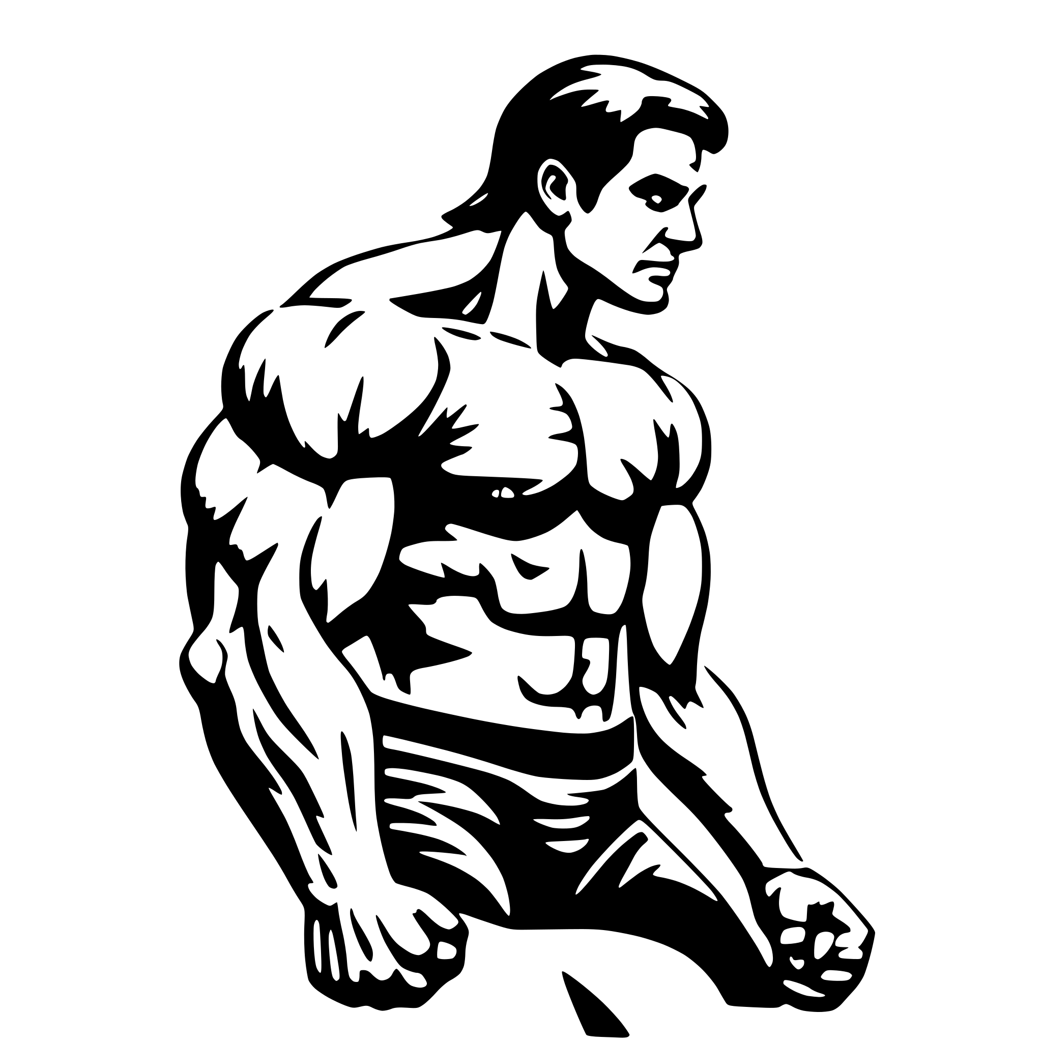 AI-generated SVG of a body builder with muscles