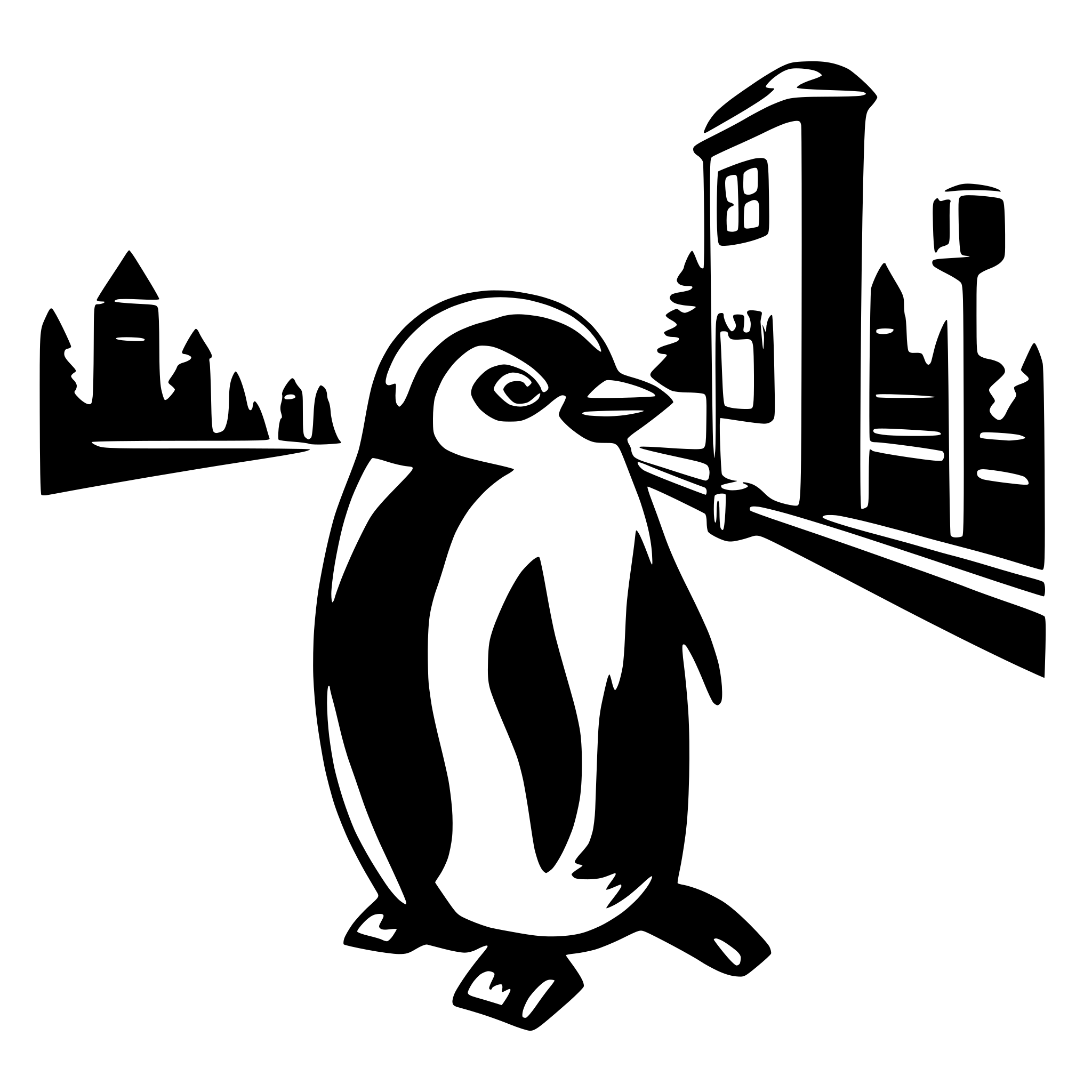 AI-generated SVG of a penguin, booster cables